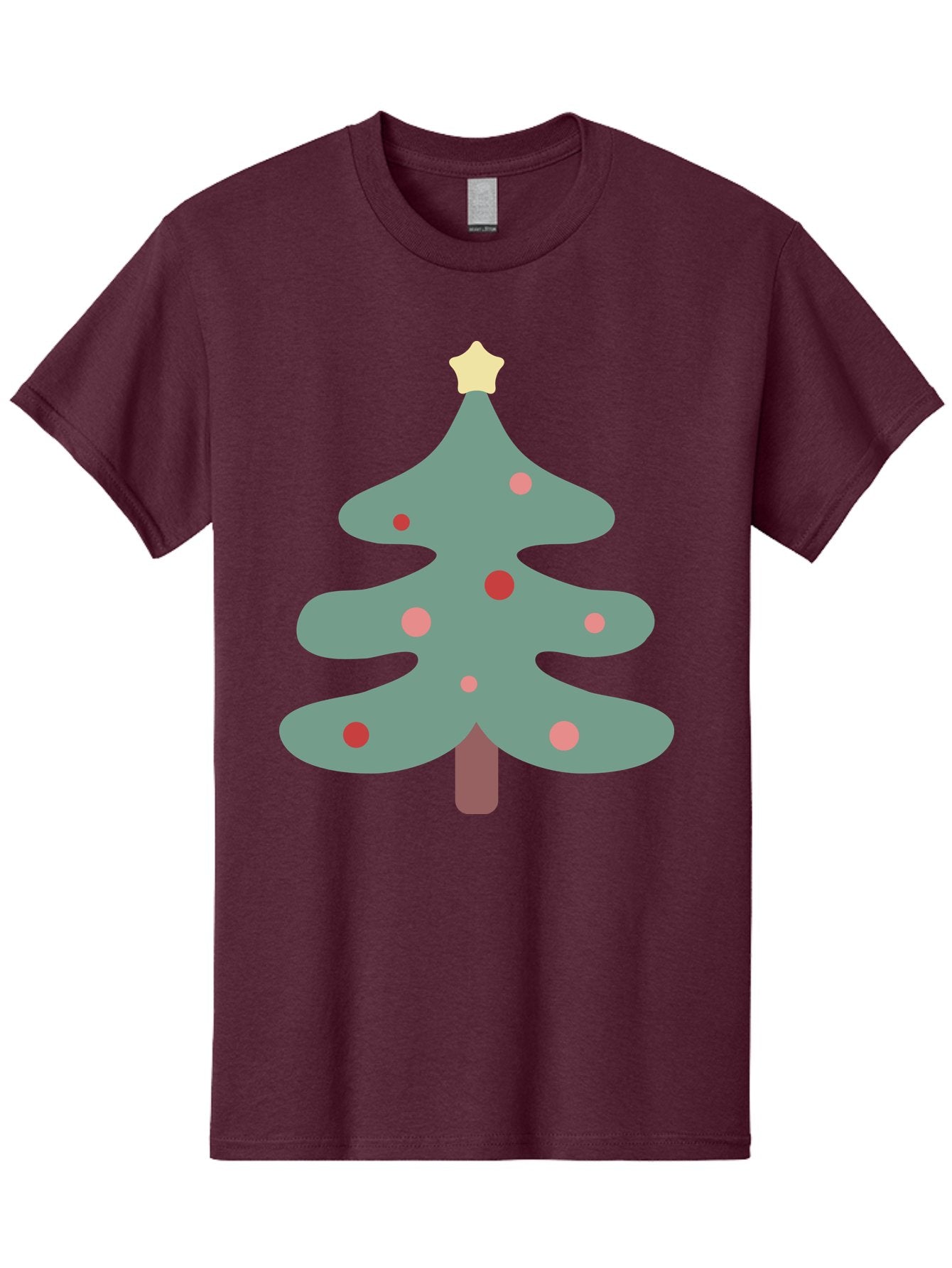 Christmas-Tree Men'S Graphic Tee, 100% Cotton, Comfortable Casual Summer Wear, Machine Washable, Christmas Tree, Festive Decorations, Red Ornaments, Pink Baubles, Star Topper, Holiday Cheer, Winter Wonderland, Cartoon Style, Simple Design, Aac594 14