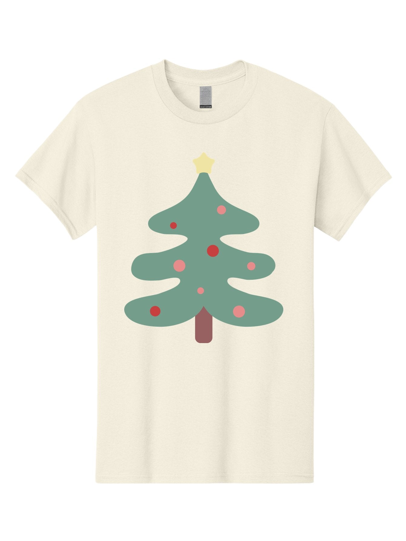 Christmas-Tree Men'S Graphic Tee, 100% Cotton, Comfortable Casual Summer Wear, Machine Washable, Christmas Tree, Festive Decorations, Red Ornaments, Pink Baubles, Star Topper, Holiday Cheer, Winter Wonderland, Cartoon Style, Simple Design, Aac594 11