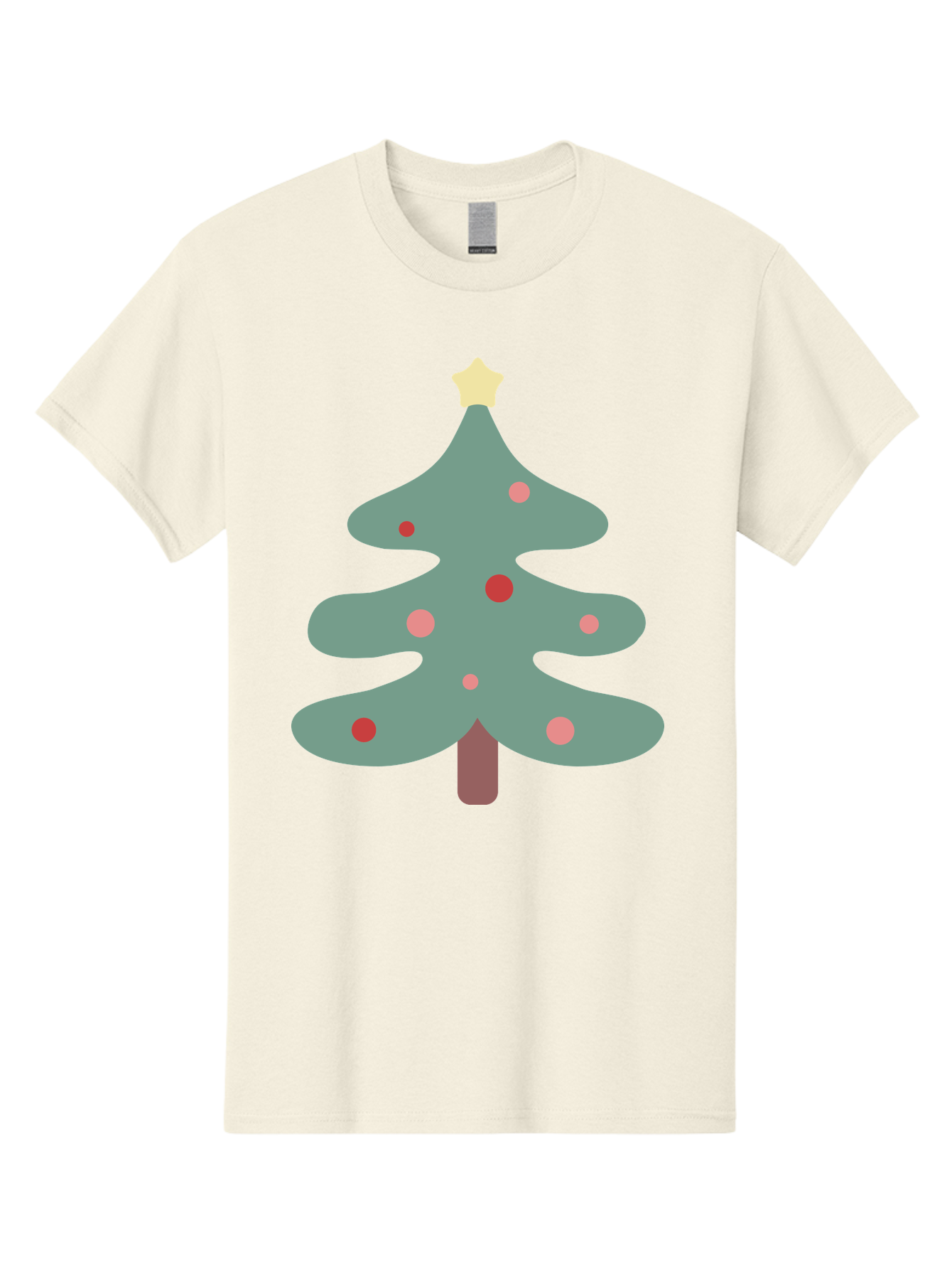 Christmas-Tree Men'S Graphic Tee, 100% Cotton, Comfortable Casual Summer Wear, Machine Washable, Christmas Tree, Festive Decorations, Red Ornaments, Pink Baubles, Star Topper, Holiday Cheer, Winter Wonderland, Cartoon Style, Simple Design, Aac594 7