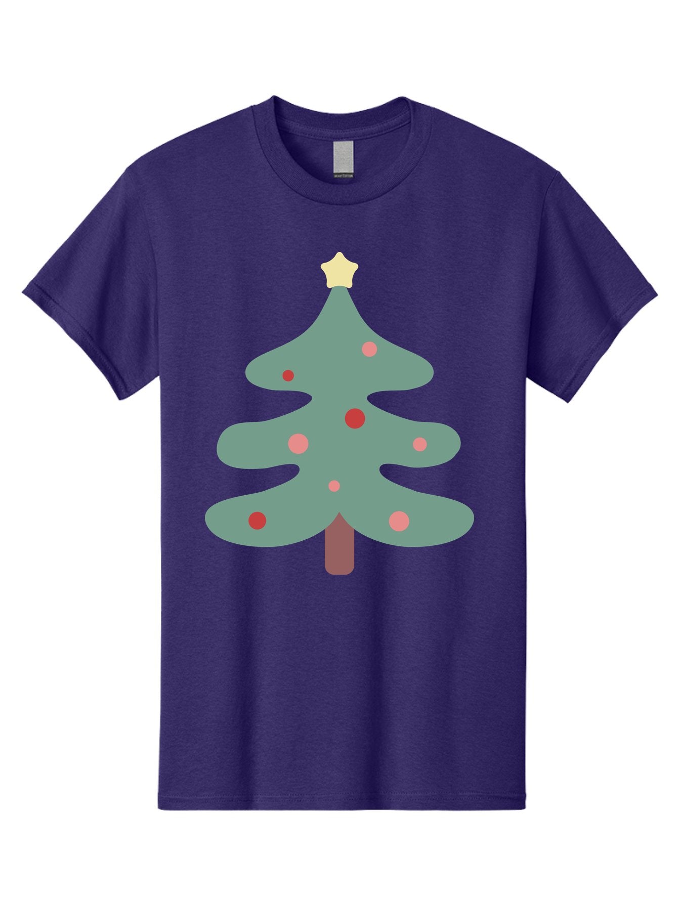 Christmas-Tree Men'S Graphic Tee, 100% Cotton, Comfortable Casual Summer Wear, Machine Washable, Christmas Tree, Festive Decorations, Red Ornaments, Pink Baubles, Star Topper, Holiday Cheer, Winter Wonderland, Cartoon Style, Simple Design, Aac594 5