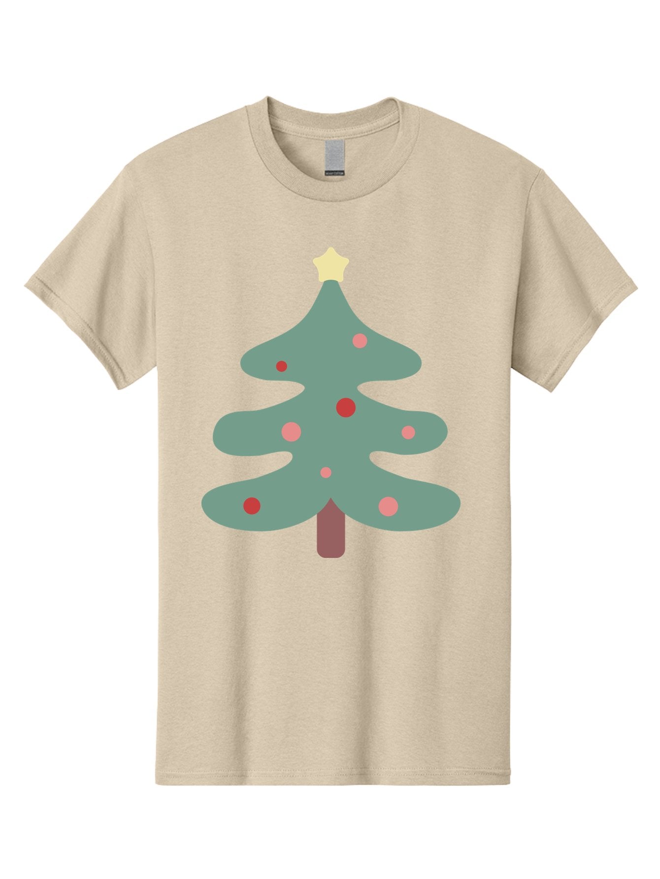 Christmas-Tree Men'S Graphic Tee, 100% Cotton, Comfortable Casual Summer Wear, Machine Washable, Christmas Tree, Festive Decorations, Red Ornaments, Pink Baubles, Star Topper, Holiday Cheer, Winter Wonderland, Cartoon Style, Simple Design, Aac594 9