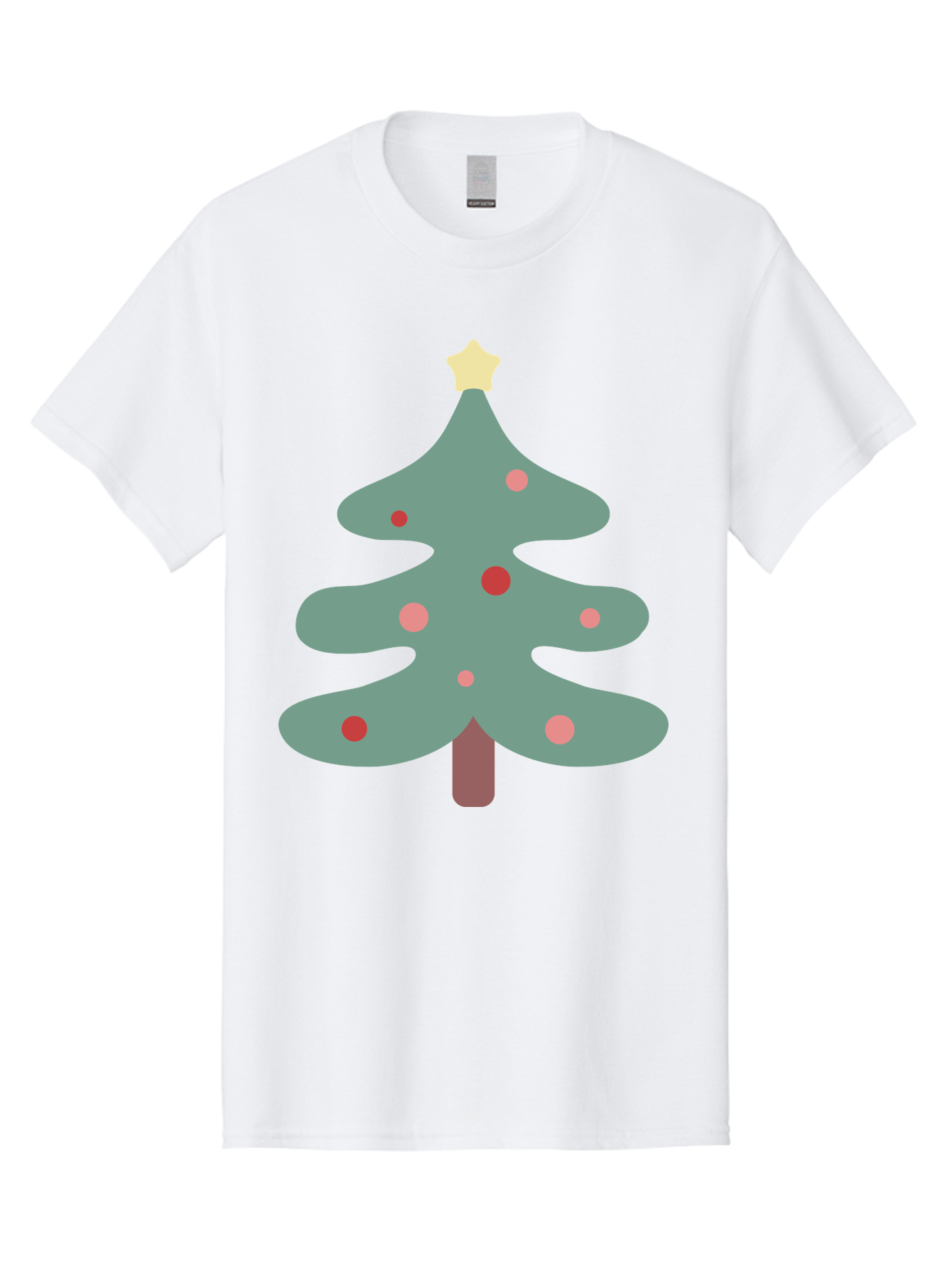 Christmas-Tree Men'S Graphic Tee, 100% Cotton, Comfortable Casual Summer Wear, Machine Washable, Christmas Tree, Festive Decorations, Red Ornaments, Pink Baubles, Star Topper, Holiday Cheer, Winter Wonderland, Cartoon Style, Simple Design, Aac594 5