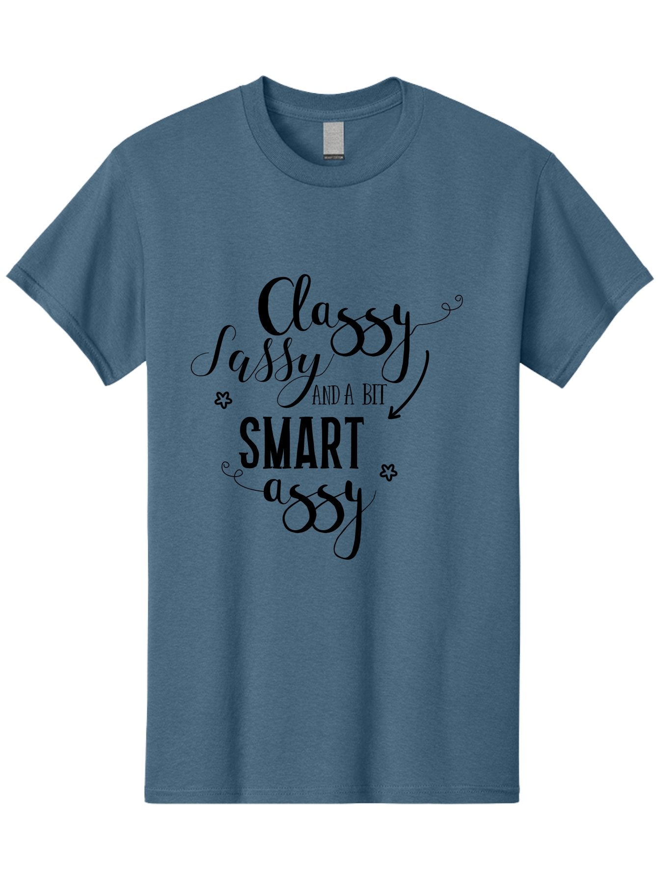 Classy-Sassy-And-A-Bit-Smart-Assy Men'S Graphic Tee, 100% Cotton, Comfortable Casual Summer Wear, Machine Washable, Classy Sassy, Smart Assy, Sassy Quotes, Funny Phrases, Sassy Sayings, Witty Humor, Trendy Typography, Inspirational Words Aac596