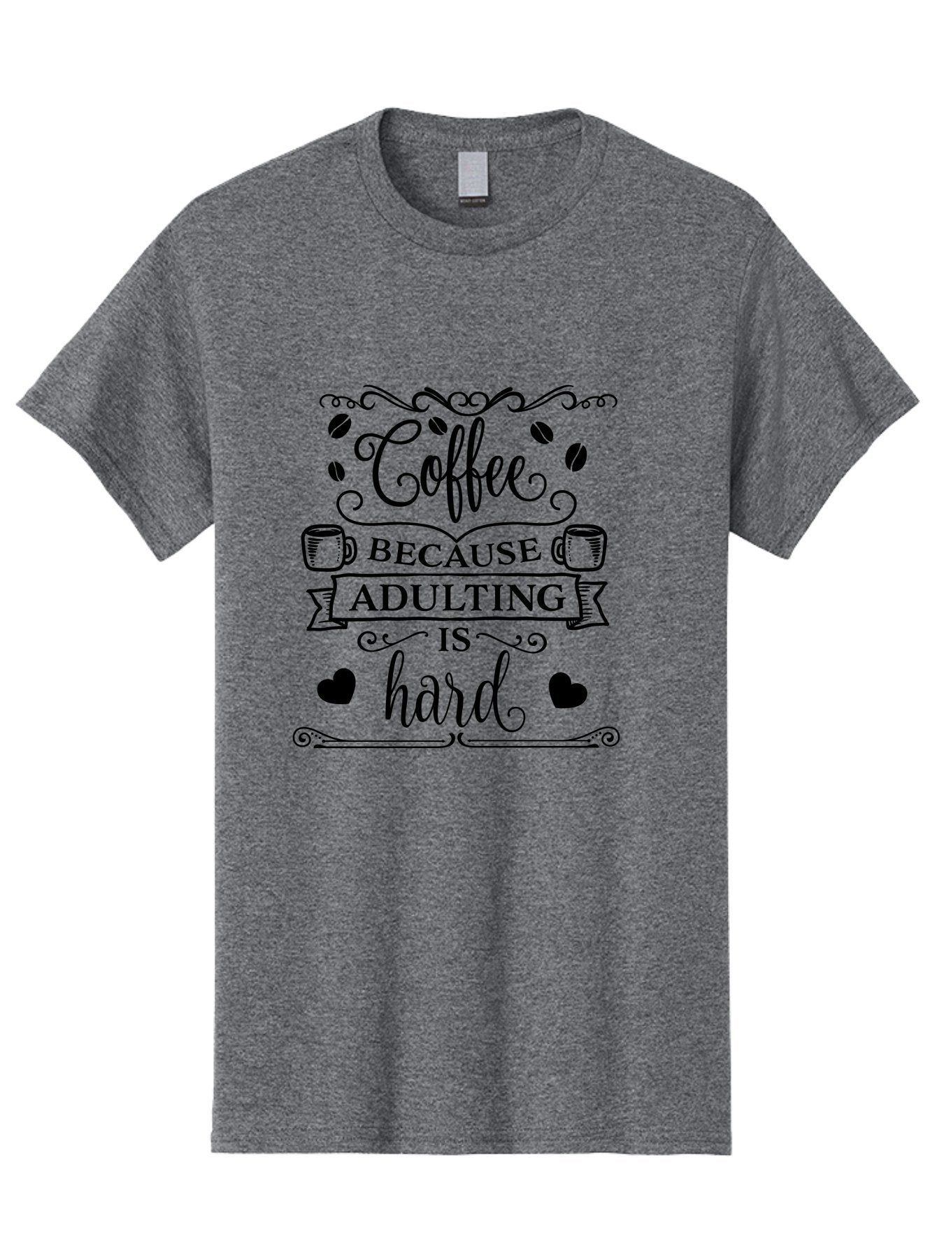 Coffee-Because-Adulting-Is-Hard Men'S Graphic Tee, 100% Cotton, Comfortable Casual Summer Wear, Machine Washable, Coffee Quote, Adulting Struggles, Coffee Lover, Funny Quote, Coffee Humor, Coffee Addiction, Coffee Enthusiast, Aac598 6
