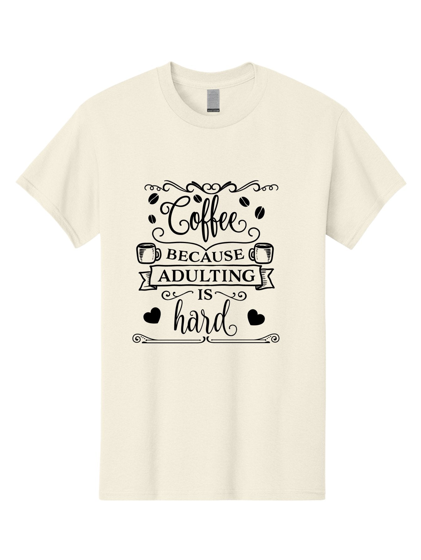 Coffee-Because-Adulting-Is-Hard Men'S Graphic Tee, 100% Cotton, Comfortable Casual Summer Wear, Machine Washable, Coffee Quote, Adulting Struggles, Coffee Lover, Funny Quote, Coffee Humor, Coffee Addiction, Coffee Enthusiast, Aac598 5