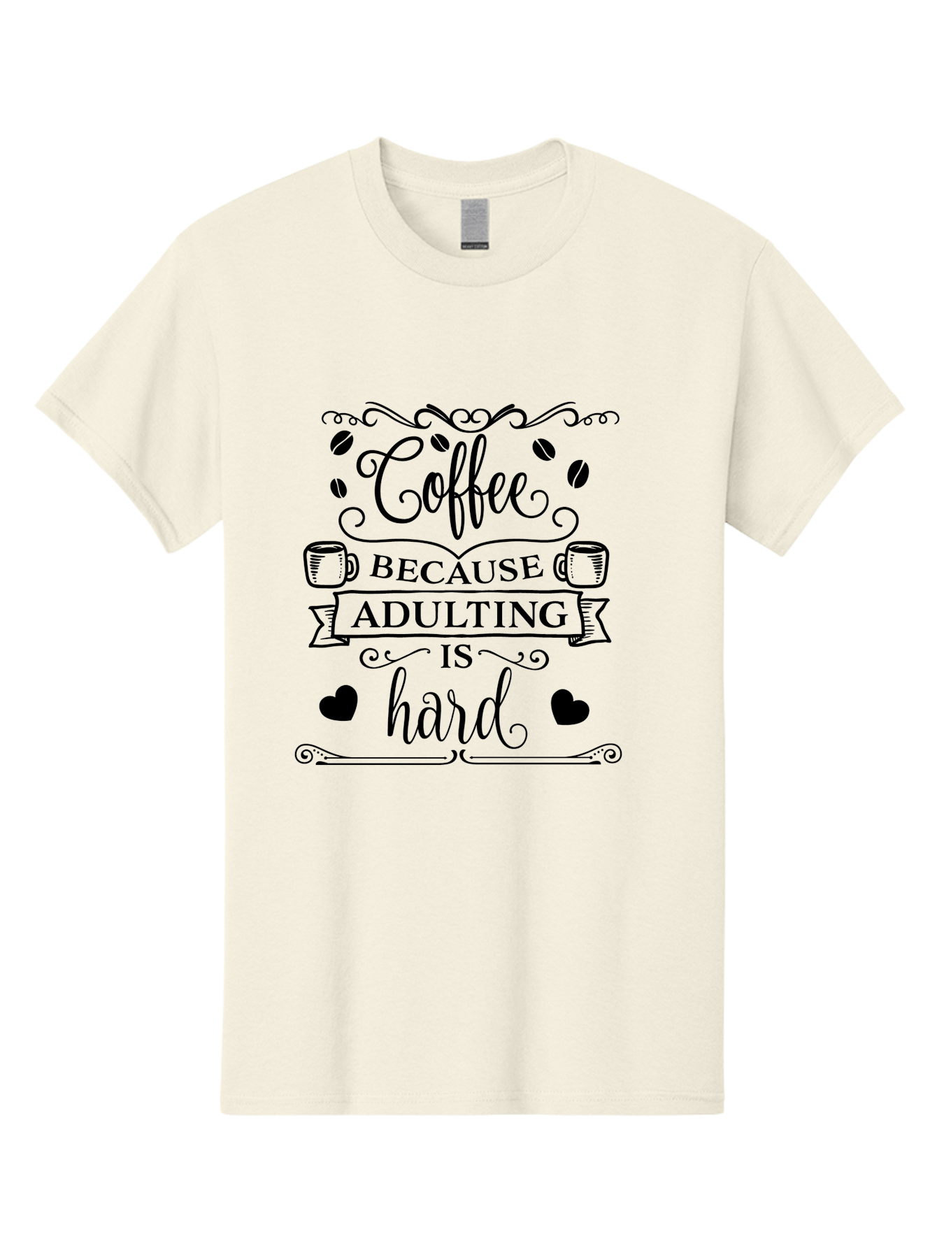 Coffee-Because-Adulting-Is-Hard Men'S Graphic Tee, 100% Cotton, Comfortable Casual Summer Wear, Machine Washable, Coffee Quote, Adulting Struggles, Coffee Lover, Funny Quote, Coffee Humor, Coffee Addiction, Coffee Enthusiast, Aac598 15