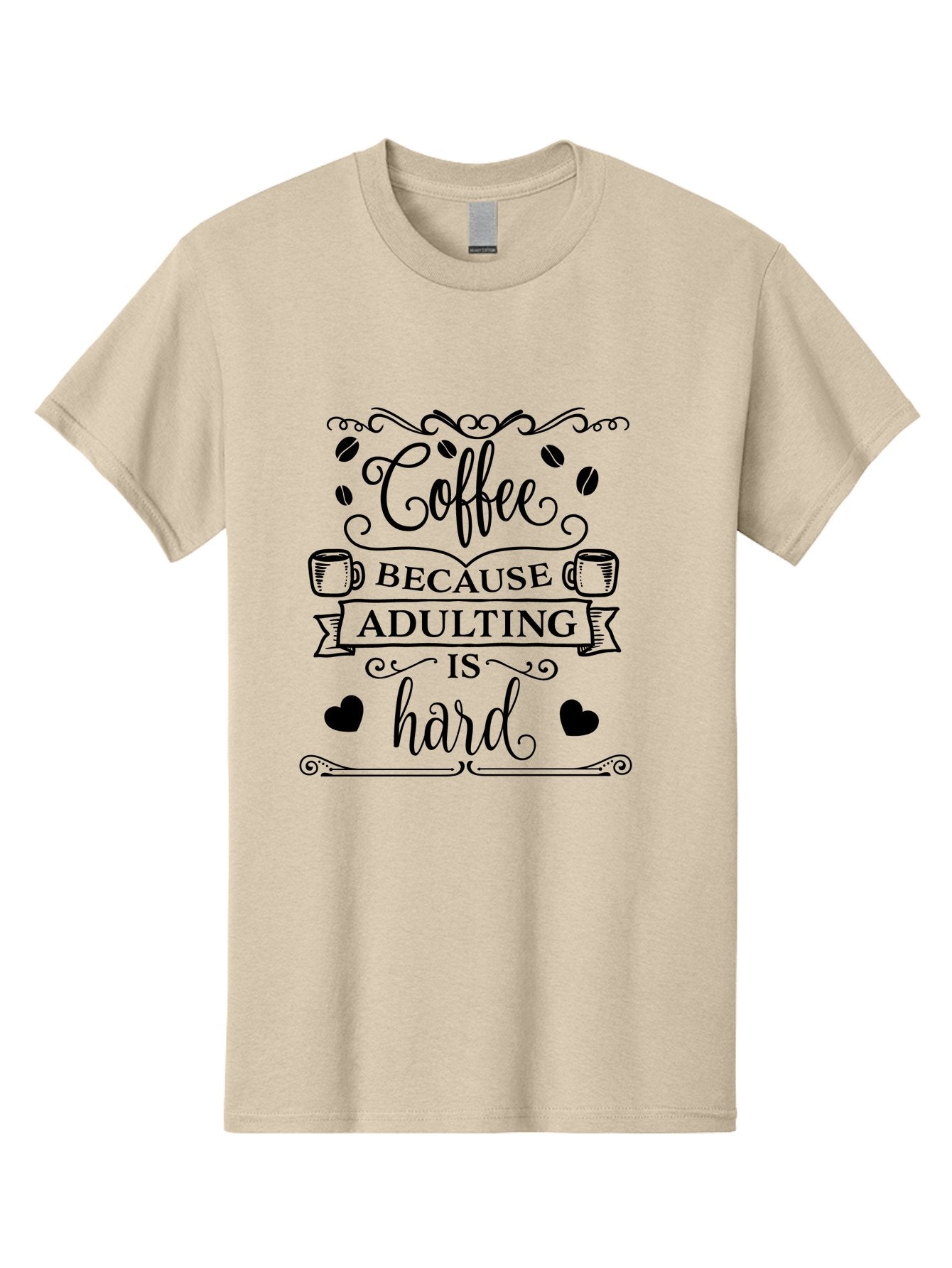 Coffee-Because-Adulting-Is-Hard Men'S Graphic Tee, 100% Cotton, Comfortable Casual Summer Wear, Machine Washable, Coffee Quote, Adulting Struggles, Coffee Lover, Funny Quote, Coffee Humor, Coffee Addiction, Coffee Enthusiast, Aac598 14
