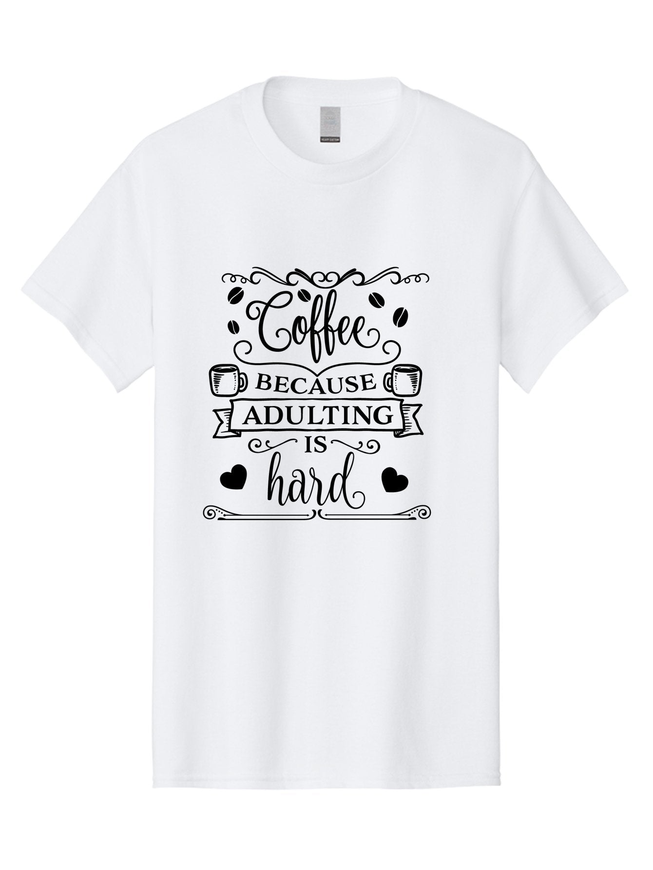 Coffee-Because-Adulting-Is-Hard Men'S Graphic Tee, 100% Cotton, Comfortable Casual Summer Wear, Machine Washable, Coffee Quote, Adulting Struggles, Coffee Lover, Funny Quote, Coffee Humor, Coffee Addiction, Coffee Enthusiast, Aac598 15