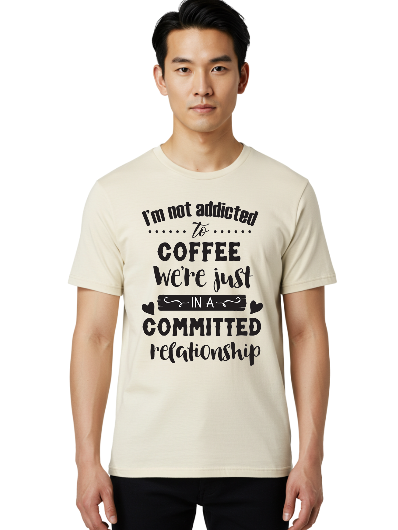 Coffee-Commitment Men'S Graphic Tee, 100% Cotton, Comfortable Casual Summer Wear, Machine Washable, Love For Coffee, Coffee Addiction, Committed Relationship, Coffee Humor, Funny Quote, Coffee Lover, Coffee Quote, Coffee Obsession, Aac599