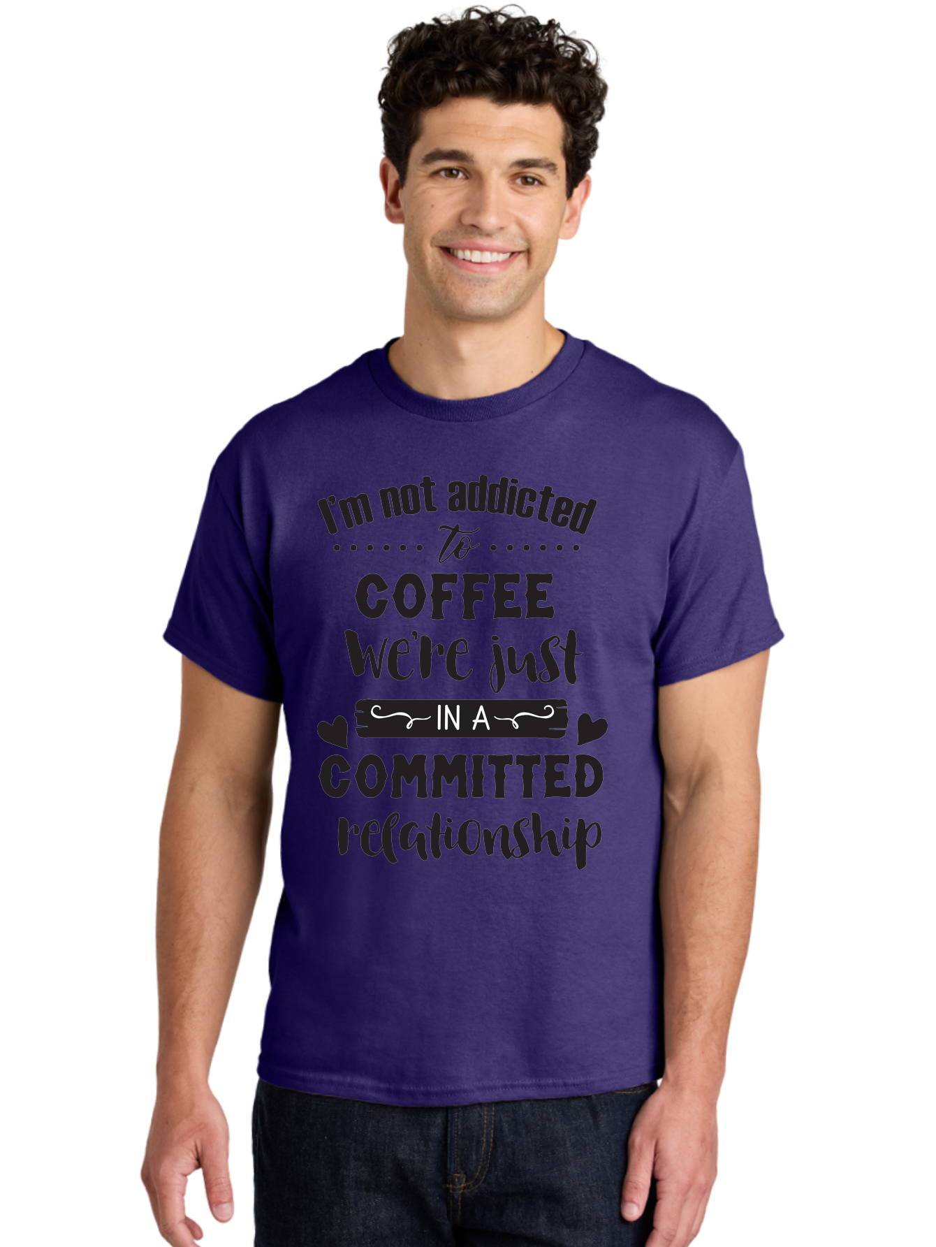 Coffee-Commitment Men'S Graphic Tee, 100% Cotton, Comfortable Casual Summer Wear, Machine Washable, Love For Coffee, Coffee Addiction, Committed Relationship, Coffee Humor, Funny Quote, Coffee Lover, Coffee Quote, Coffee Obsession, Aac599 14
