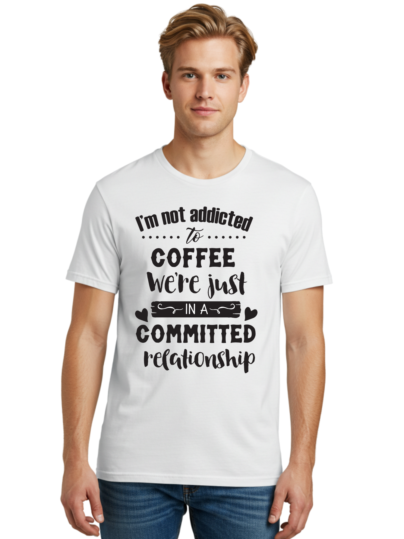 Coffee-Commitment Men'S Graphic Tee, 100% Cotton, Comfortable Casual Summer Wear, Machine Washable, Love For Coffee, Coffee Addiction, Committed Relationship, Coffee Humor, Funny Quote, Coffee Lover, Coffee Quote, Coffee Obsession, Aac599 20