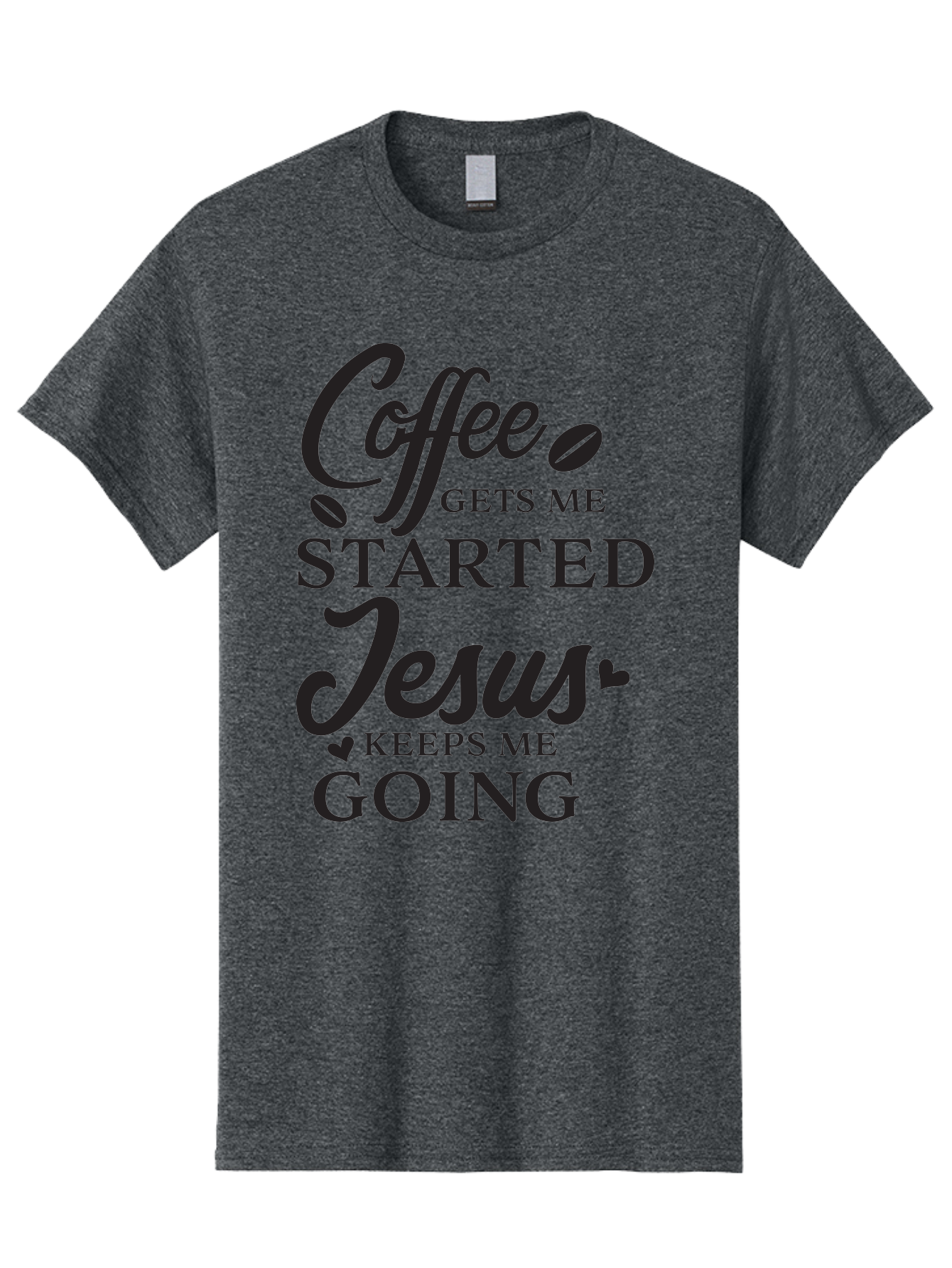 Coffee-Gets-Me-Started-Jesus-Keeps-Me-Going Men'S Graphic Tee, 100% Cotton, Comfortable Casual Summer Wear, Machine Washable, Coffee Quote, Inspirational Quote, Faith And Coffee, Motivational Saying, Christian Quote, Coffee Lover, Jesus Quote, Aac600 21