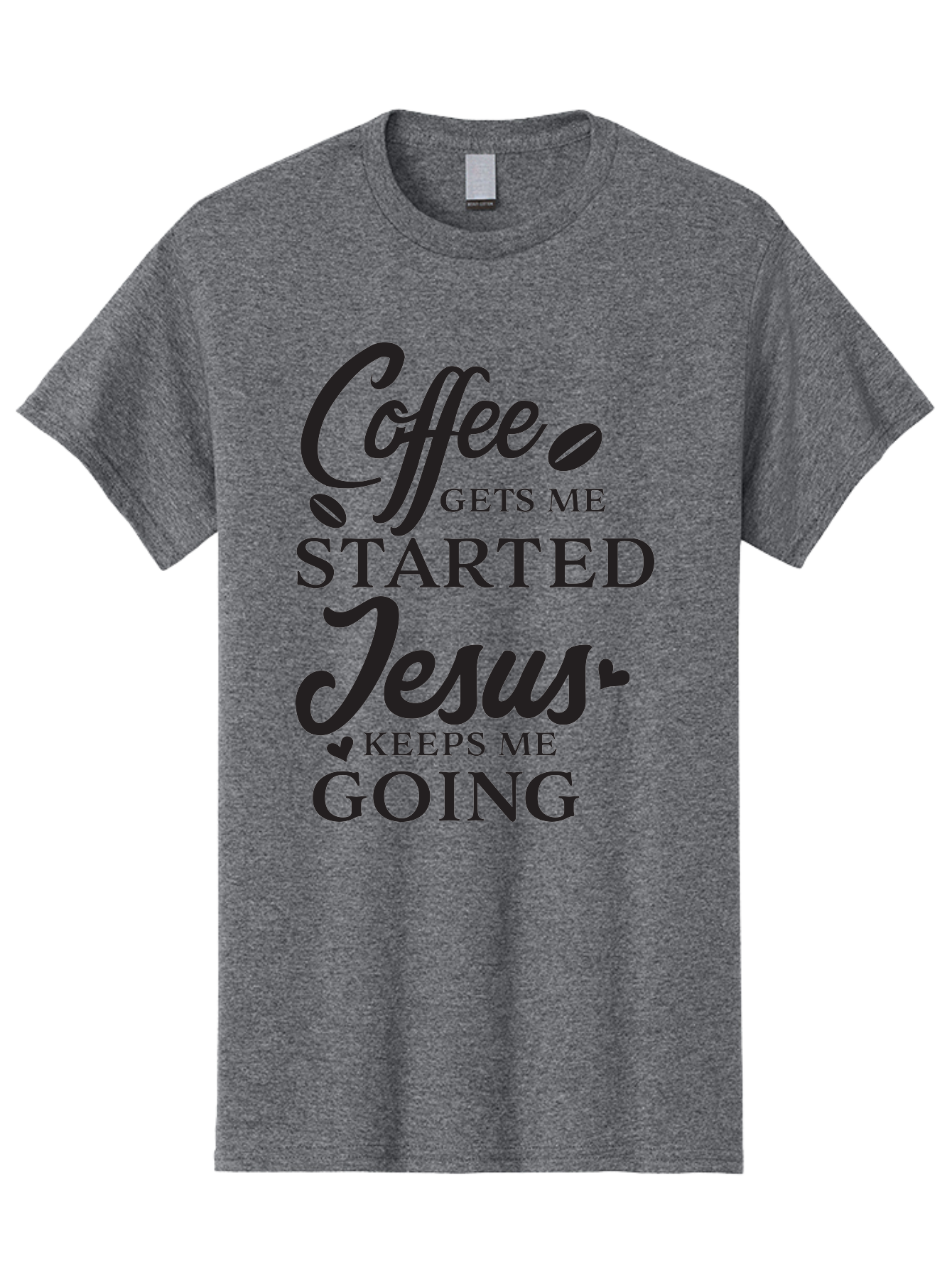 Coffee-Gets-Me-Started-Jesus-Keeps-Me-Going Men'S Graphic Tee, 100% Cotton, Comfortable Casual Summer Wear, Machine Washable, Coffee Quote, Inspirational Quote, Faith And Coffee, Motivational Saying, Christian Quote, Coffee Lover, Jesus Quote, Aac600 29