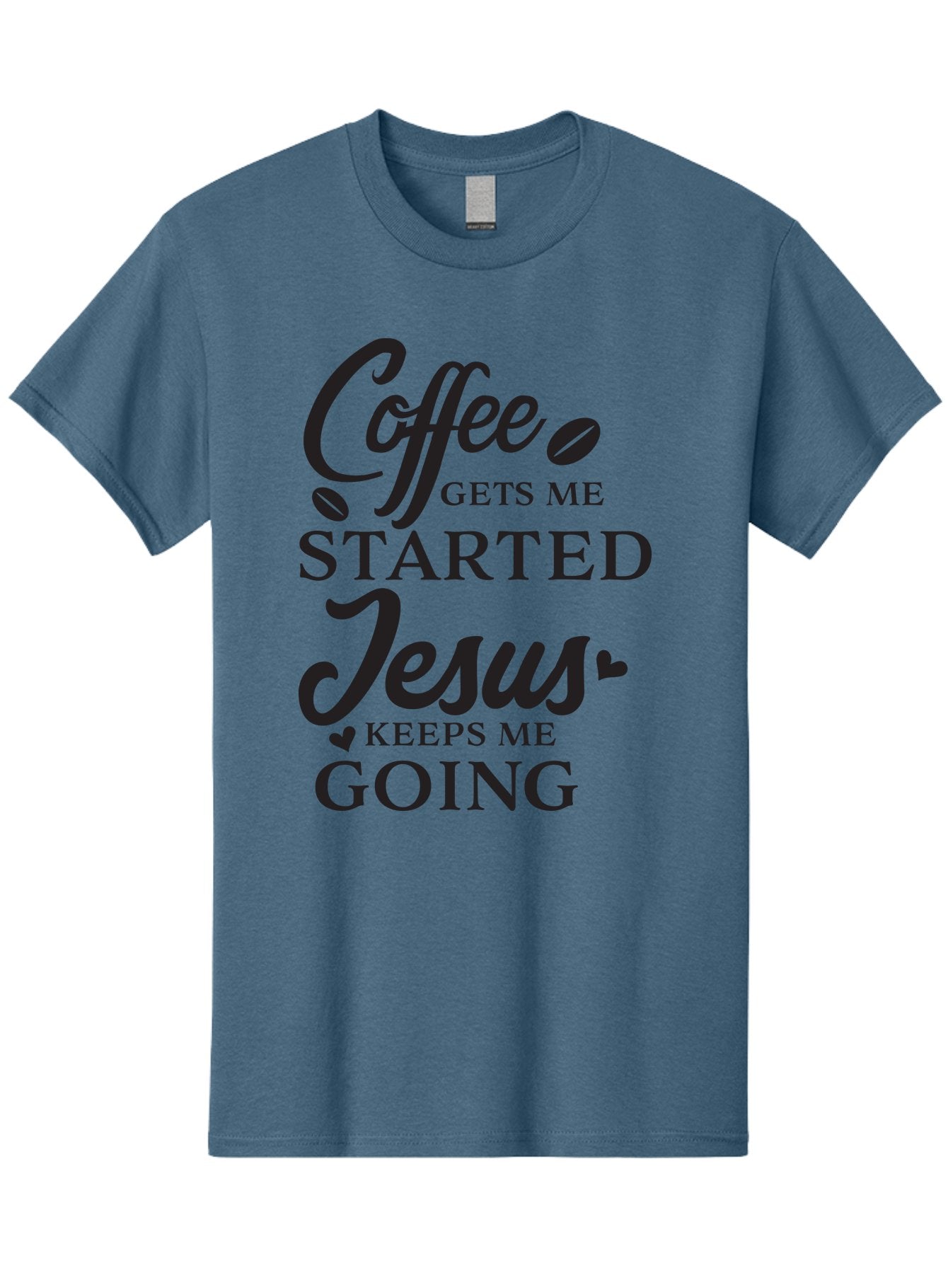 Coffee-Gets-Me-Started-Jesus-Keeps-Me-Going Men'S Graphic Tee, 100% Cotton, Comfortable Casual Summer Wear, Machine Washable, Coffee Quote, Inspirational Quote, Faith And Coffee, Motivational Saying, Christian Quote, Coffee Lover, Jesus Quote, Aac600 9