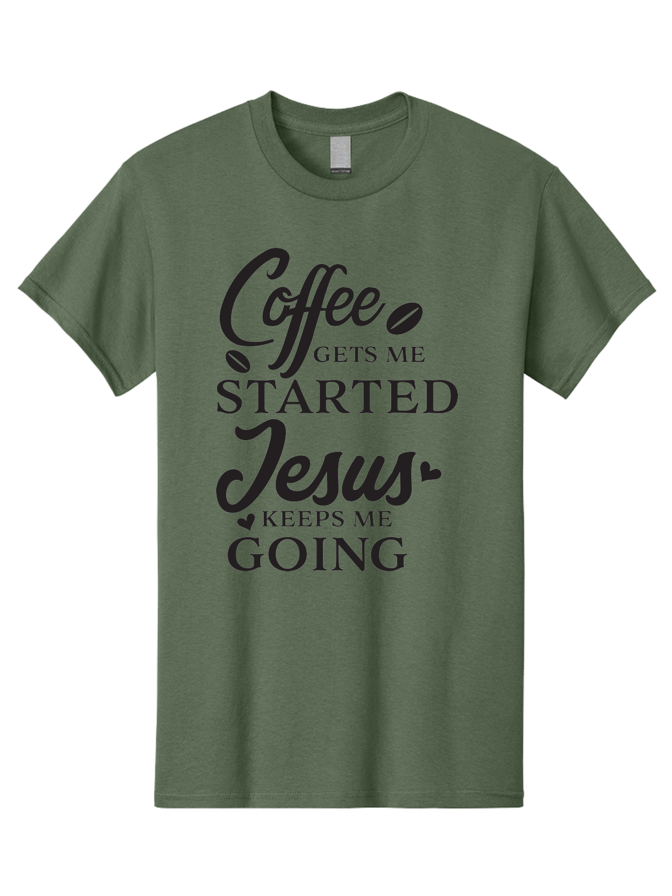 Coffee-Gets-Me-Started-Jesus-Keeps-Me-Going Men'S Graphic Tee, 100% Cotton, Comfortable Casual Summer Wear, Machine Washable, Coffee Quote, Inspirational Quote, Faith And Coffee, Motivational Saying, Christian Quote, Coffee Lover, Jesus Quote, Aac600 25