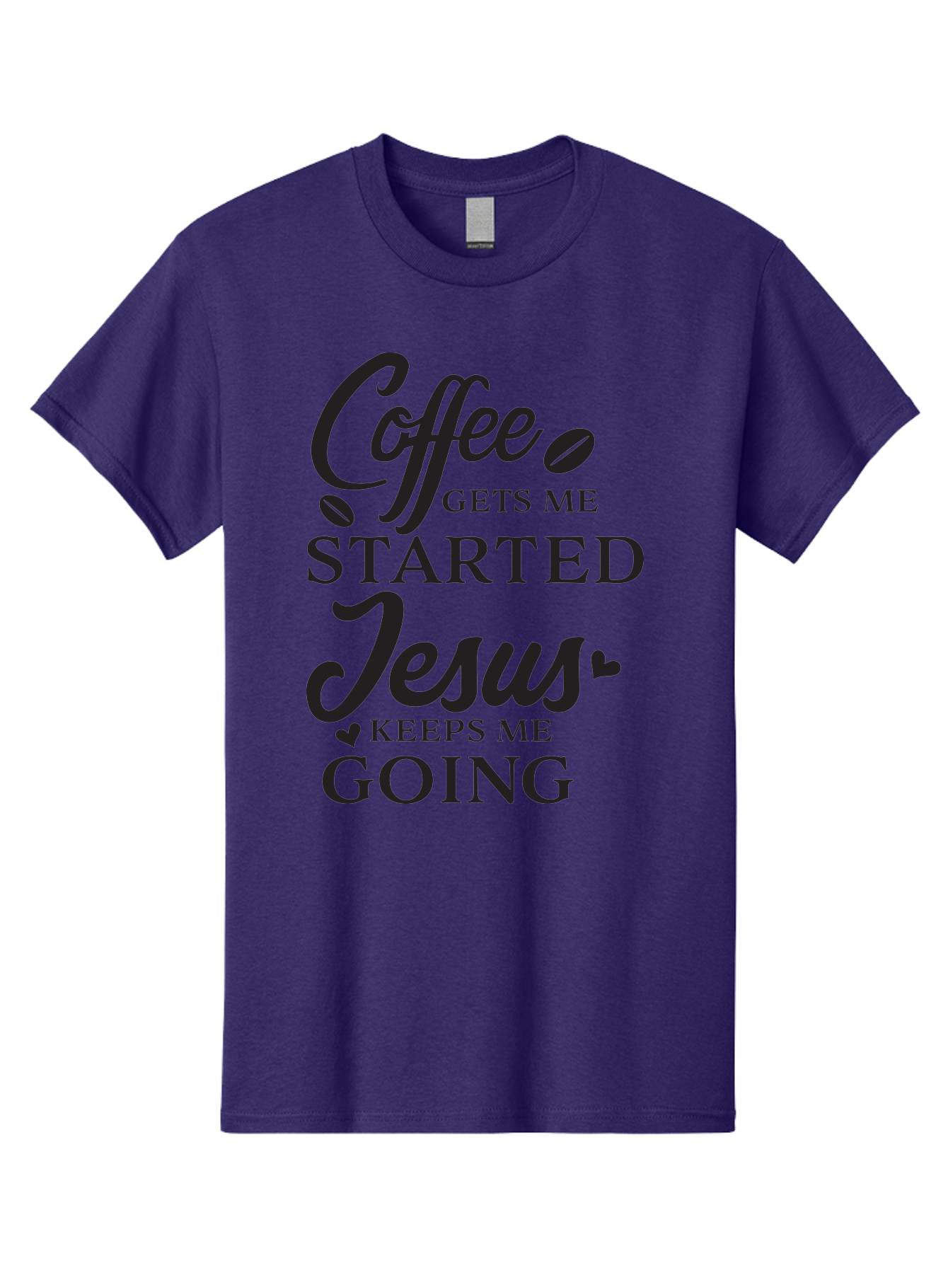 Coffee-Gets-Me-Started-Jesus-Keeps-Me-Going Men'S Graphic Tee, 100% Cotton, Comfortable Casual Summer Wear, Machine Washable, Coffee Quote, Inspirational Quote, Faith And Coffee, Motivational Saying, Christian Quote, Coffee Lover, Jesus Quote, Aac600 15