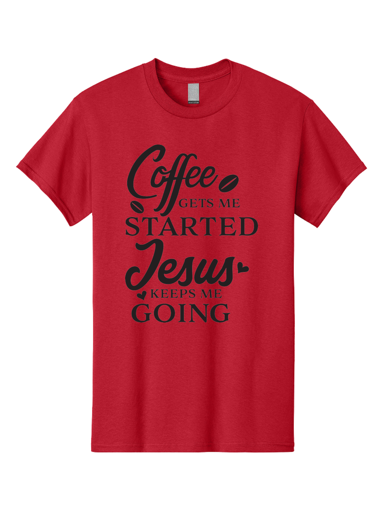 Coffee-Gets-Me-Started-Jesus-Keeps-Me-Going Men'S Graphic Tee, 100% Cotton, Comfortable Casual Summer Wear, Machine Washable, Coffee Quote, Inspirational Quote, Faith And Coffee, Motivational Saying, Christian Quote, Coffee Lover, Jesus Quote, Aac600 23