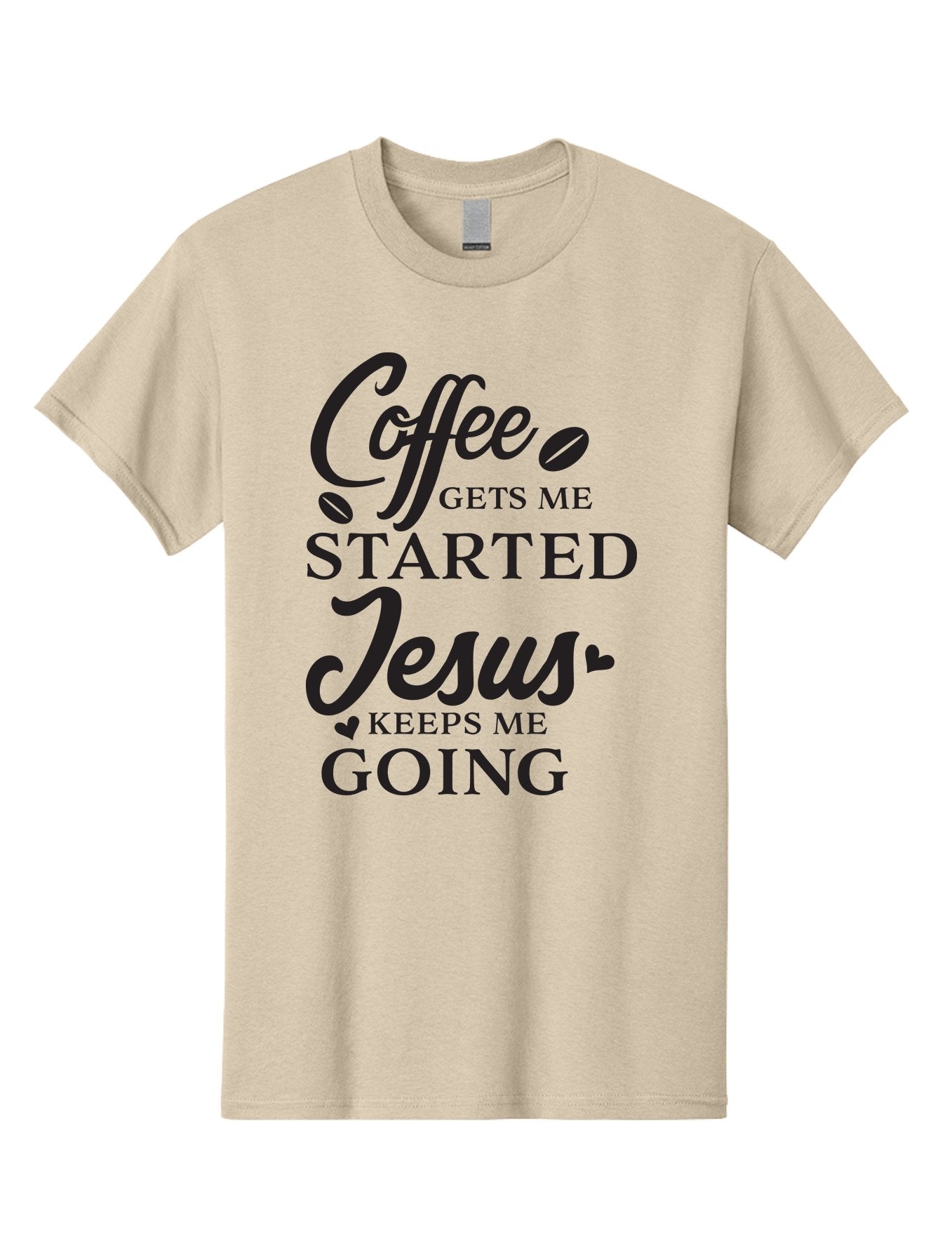 Coffee-Gets-Me-Started-Jesus-Keeps-Me-Going Men'S Graphic Tee, 100% Cotton, Comfortable Casual Summer Wear, Machine Washable, Coffee Quote, Inspirational Quote, Faith And Coffee, Motivational Saying, Christian Quote, Coffee Lover, Jesus Quote, Aac600 8