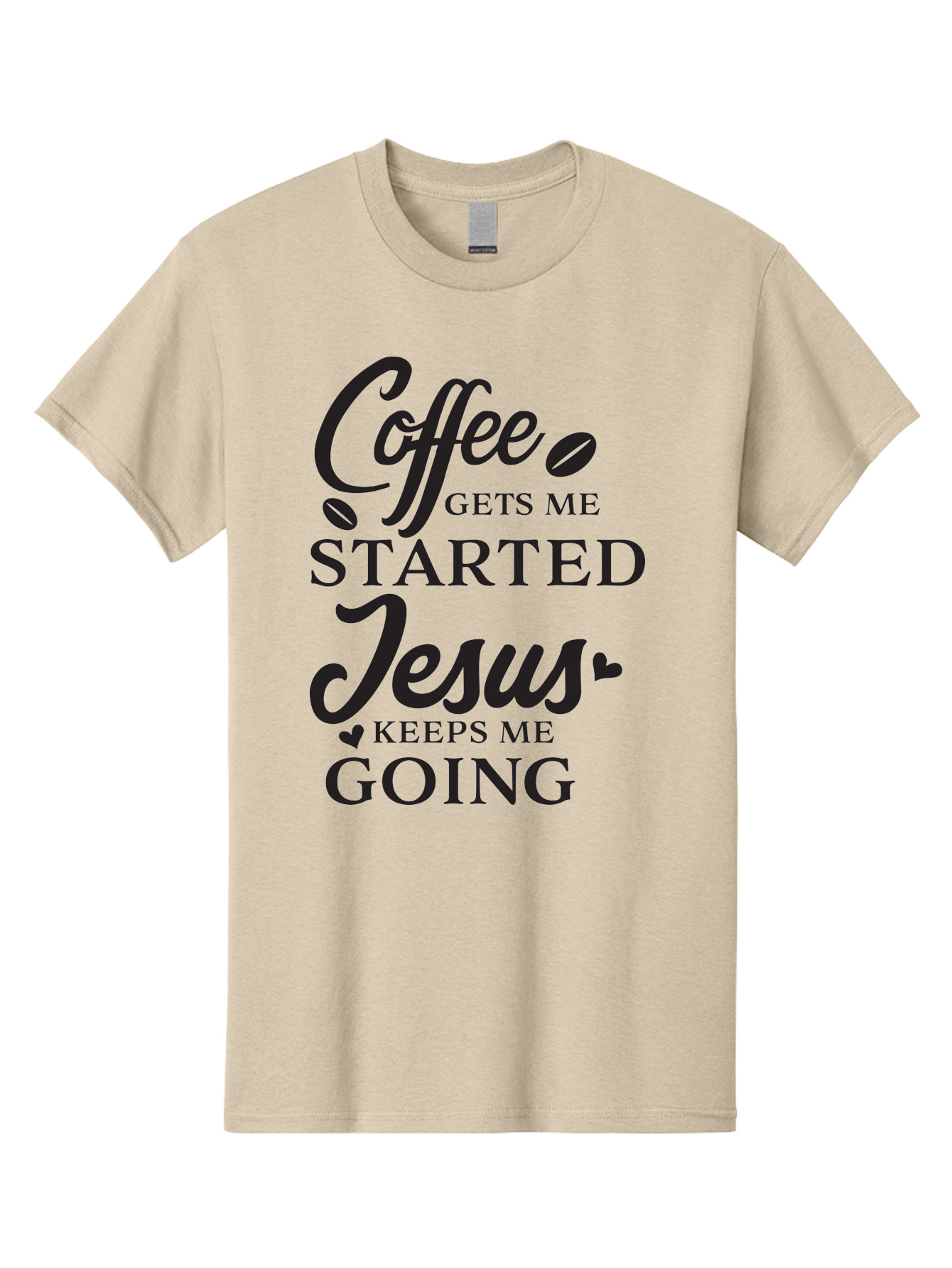 Coffee-Gets-Me-Started-Jesus-Keeps-Me-Going Men'S Graphic Tee, 100% Cotton, Comfortable Casual Summer Wear, Machine Washable, Coffee Quote, Inspirational Quote, Faith And Coffee, Motivational Saying, Christian Quote, Coffee Lover, Jesus Quote, Aac600 11