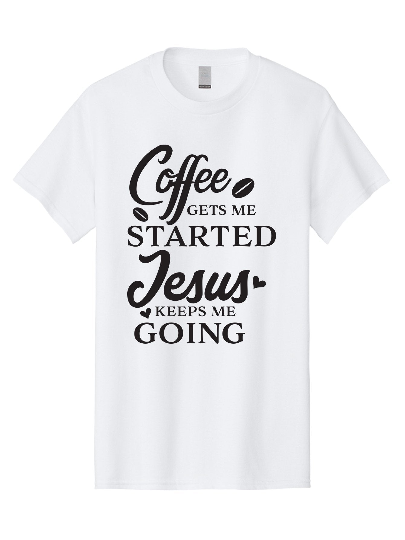 Coffee-Gets-Me-Started-Jesus-Keeps-Me-Going Men'S Graphic Tee, 100% Cotton, Comfortable Casual Summer Wear, Machine Washable, Coffee Quote, Inspirational Quote, Faith And Coffee, Motivational Saying, Christian Quote, Coffee Lover, Jesus Quote, Aac600 14