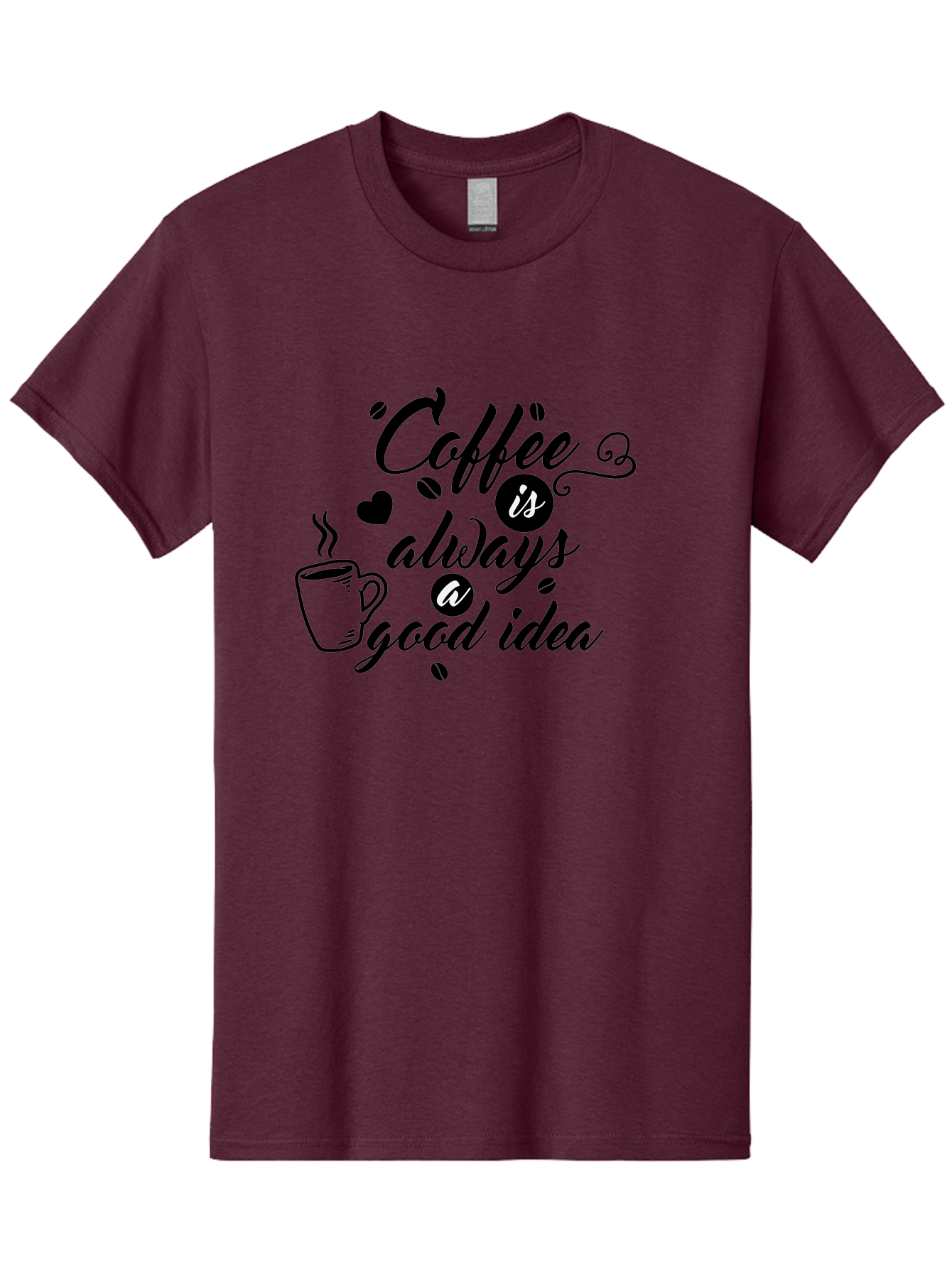 Coffee-Is-Always-Good-Idea Men'S Graphic Tee, 100% Cotton, Comfortable Casual Summer Wear, Machine Washable, Coffee Quote, Coffee Art, Coffee Lover, Steaming Cup, Heart Shape, Coffee Beans, Morning Motivation, Coffee Culture, Aac601 19