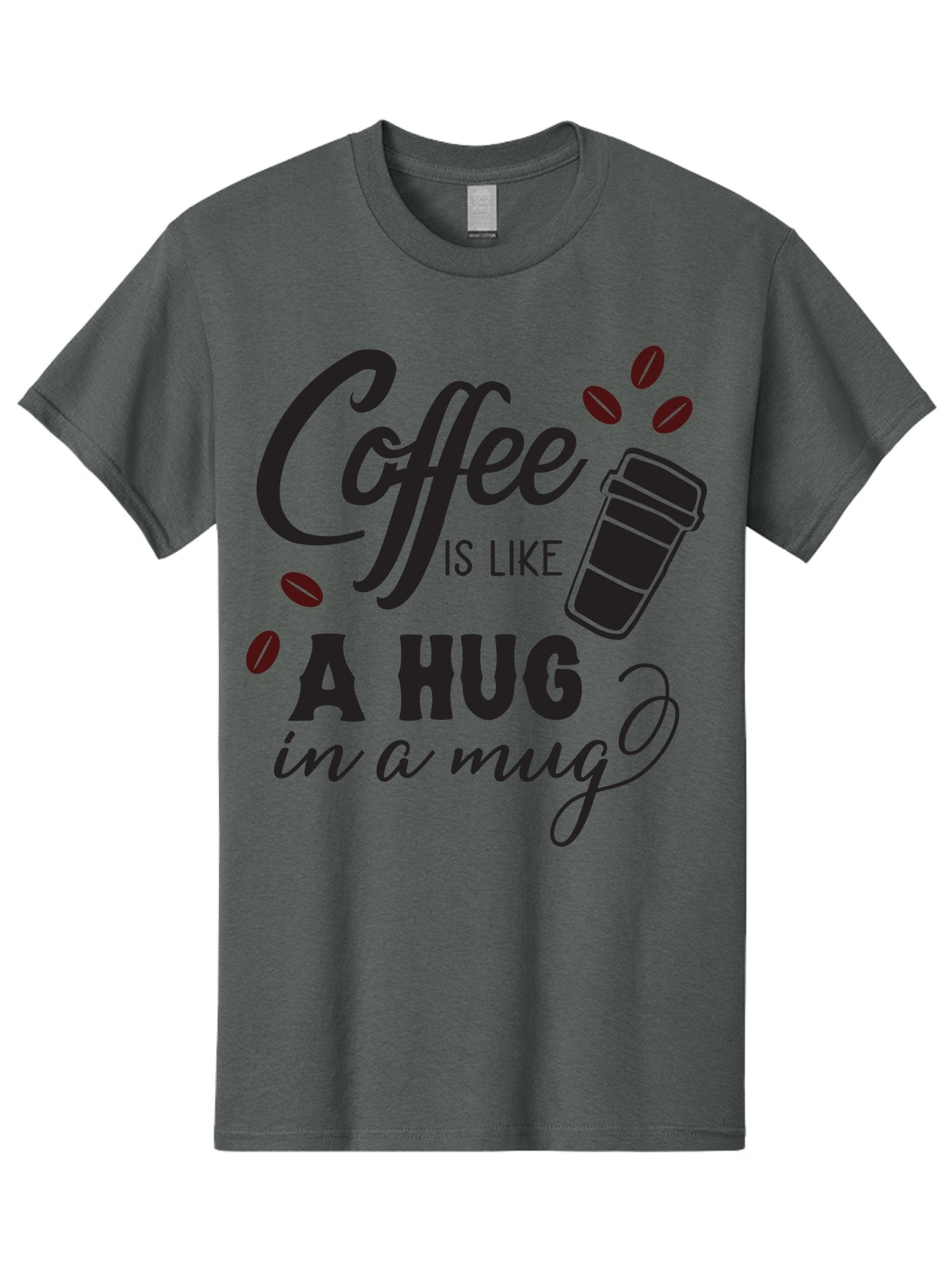 Coffee-Is-Like-A-Hug-In-A-Mug Men'S Graphic Tee, 100% Cotton, Comfortable Casual Summer Wear, Machine Washable, Coffee Quote, Coffee Love, Coffee Lover, Coffee In A Mug, Coffee Is Life, Coffee Is Like A Hug Aac602
