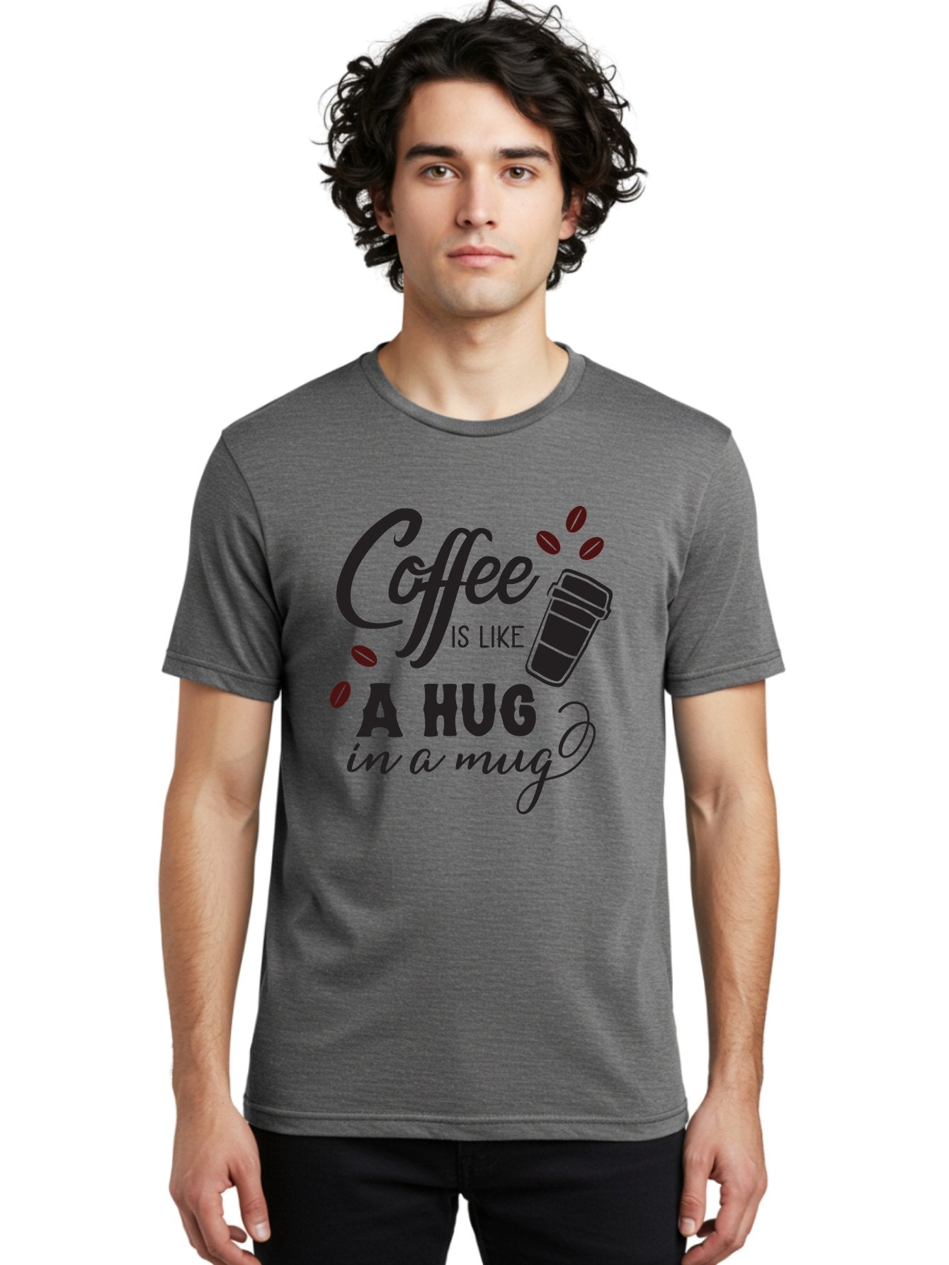 Coffee-Is-Like-A-Hug-In-A-Mug Men'S Graphic Tee, 100% Cotton, Comfortable Casual Summer Wear, Machine Washable, Coffee Quote, Coffee Love, Coffee Lover, Coffee In A Mug, Coffee Is Life, Coffee Is Like A Hug Aac602 23