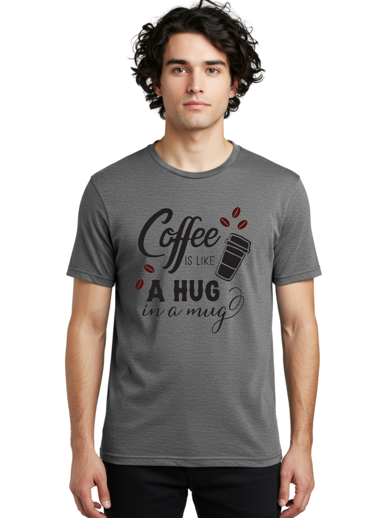 Coffee-Is-Like-A-Hug-In-A-Mug Men'S Graphic Tee, 100% Cotton, Comfortable Casual Summer Wear, Machine Washable, Coffee Quote, Coffee Love, Coffee Lover, Coffee In A Mug, Coffee Is Life, Coffee Is Like A Hug Aac602 16