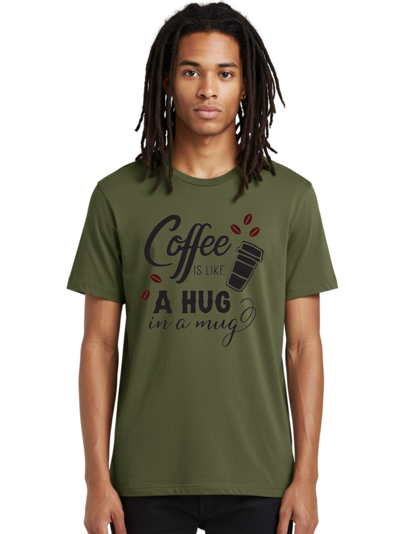 Coffee-Is-Like-A-Hug-In-A-Mug Men'S Graphic Tee, 100% Cotton, Comfortable Casual Summer Wear, Machine Washable, Coffee Quote, Coffee Love, Coffee Lover, Coffee In A Mug, Coffee Is Life, Coffee Is Like A Hug Aac602 8