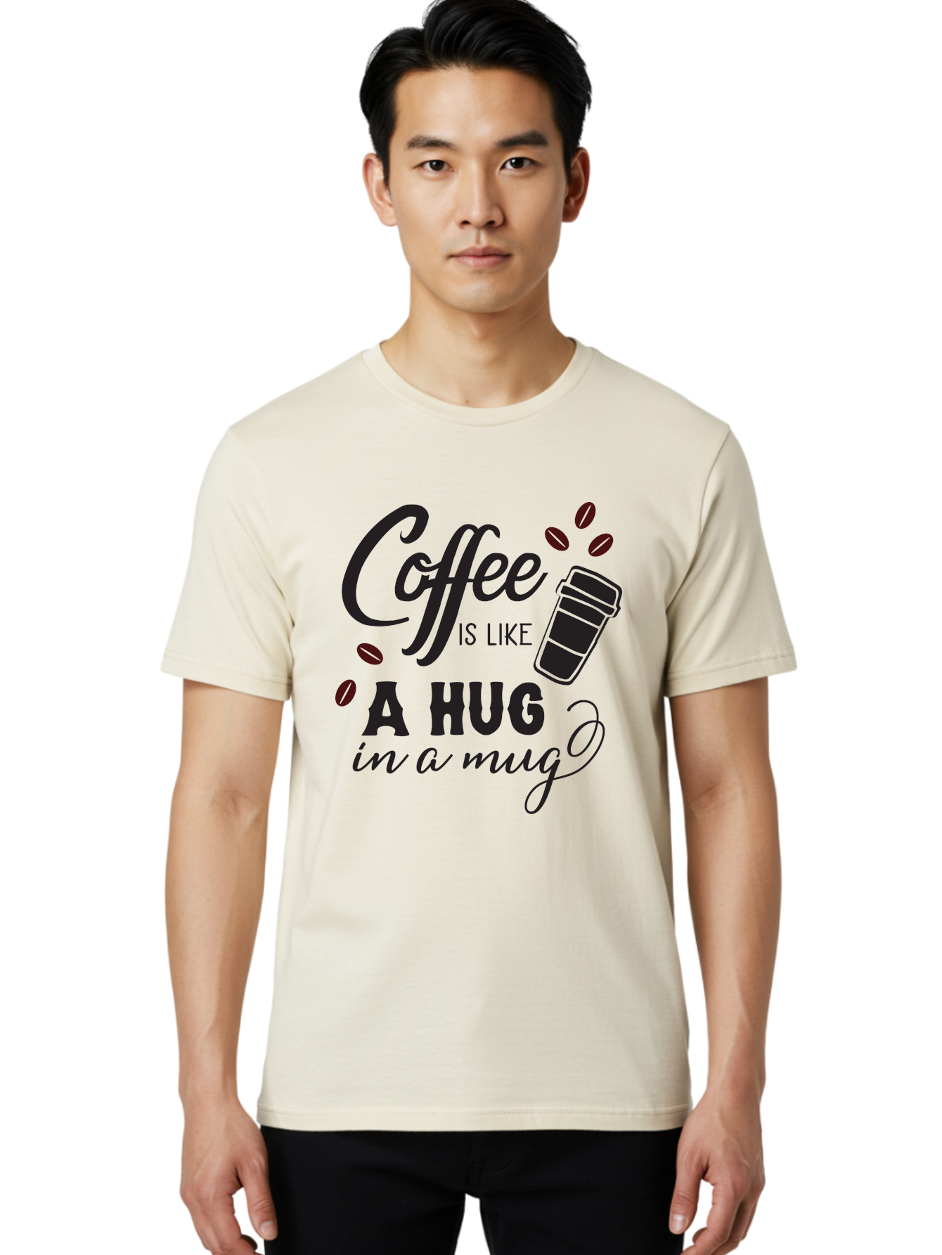 Coffee-Is-Like-A-Hug-In-A-Mug Men'S Graphic Tee, 100% Cotton, Comfortable Casual Summer Wear, Machine Washable, Coffee Quote, Coffee Love, Coffee Lover, Coffee In A Mug, Coffee Is Life, Coffee Is Like A Hug Aac602 24