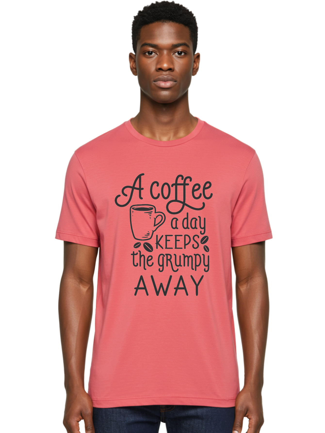 Coffee-Keeps-Grumpy-Away Men'S Graphic Tee, 100% Cotton, Comfortable Casual Summer Wear, Machine Washable, Coffee Quote, Coffee Lover, Coffee Humor, Daily Coffee, Grumpy Relief, Coffee Benefits, Morning Motivation Aac603 14