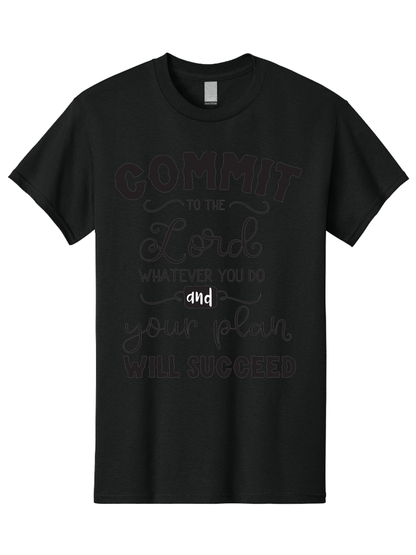 Commit-To-The-Lord Men'S Graphic Tee, 100% Cotton, Comfortable Casual Summer Wear, Machine Washable, Inspirational Quote, Motivational Message, Christian Faith, Success Mantra, Spiritual Guidance, Positive Affirmation, Faith And Success Aac606 11