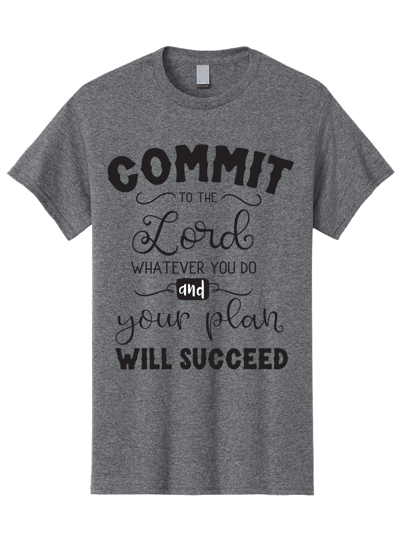Commit-To-The-Lord Men'S Graphic Tee, 100% Cotton, Comfortable Casual Summer Wear, Machine Washable, Inspirational Quote, Motivational Message, Christian Faith, Success Mantra, Spiritual Guidance, Positive Affirmation, Faith And Success Aac606 13