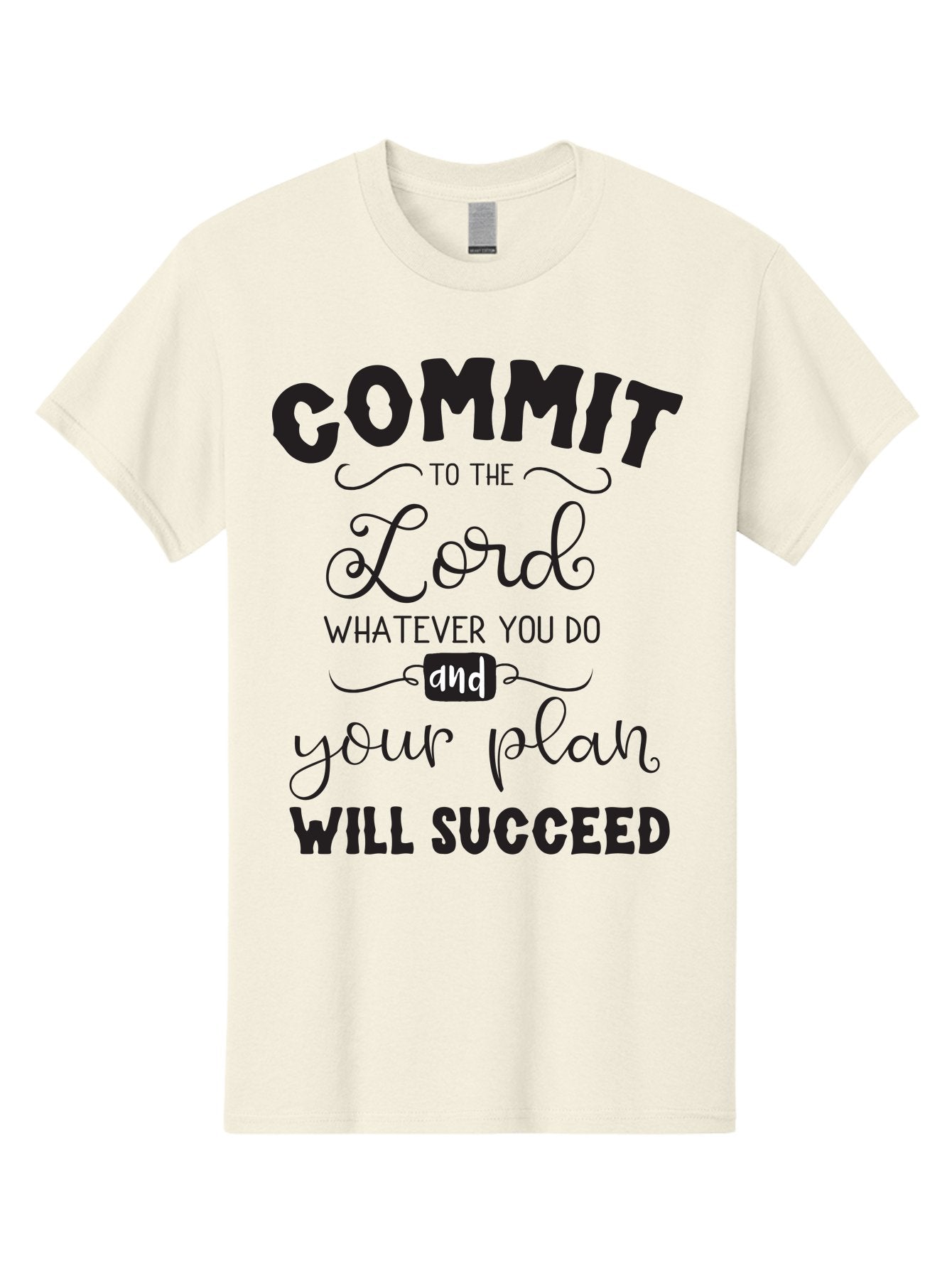 Commit-To-The-Lord Men'S Graphic Tee, 100% Cotton, Comfortable Casual Summer Wear, Machine Washable, Inspirational Quote, Motivational Message, Christian Faith, Success Mantra, Spiritual Guidance, Positive Affirmation, Faith And Success Aac606 10