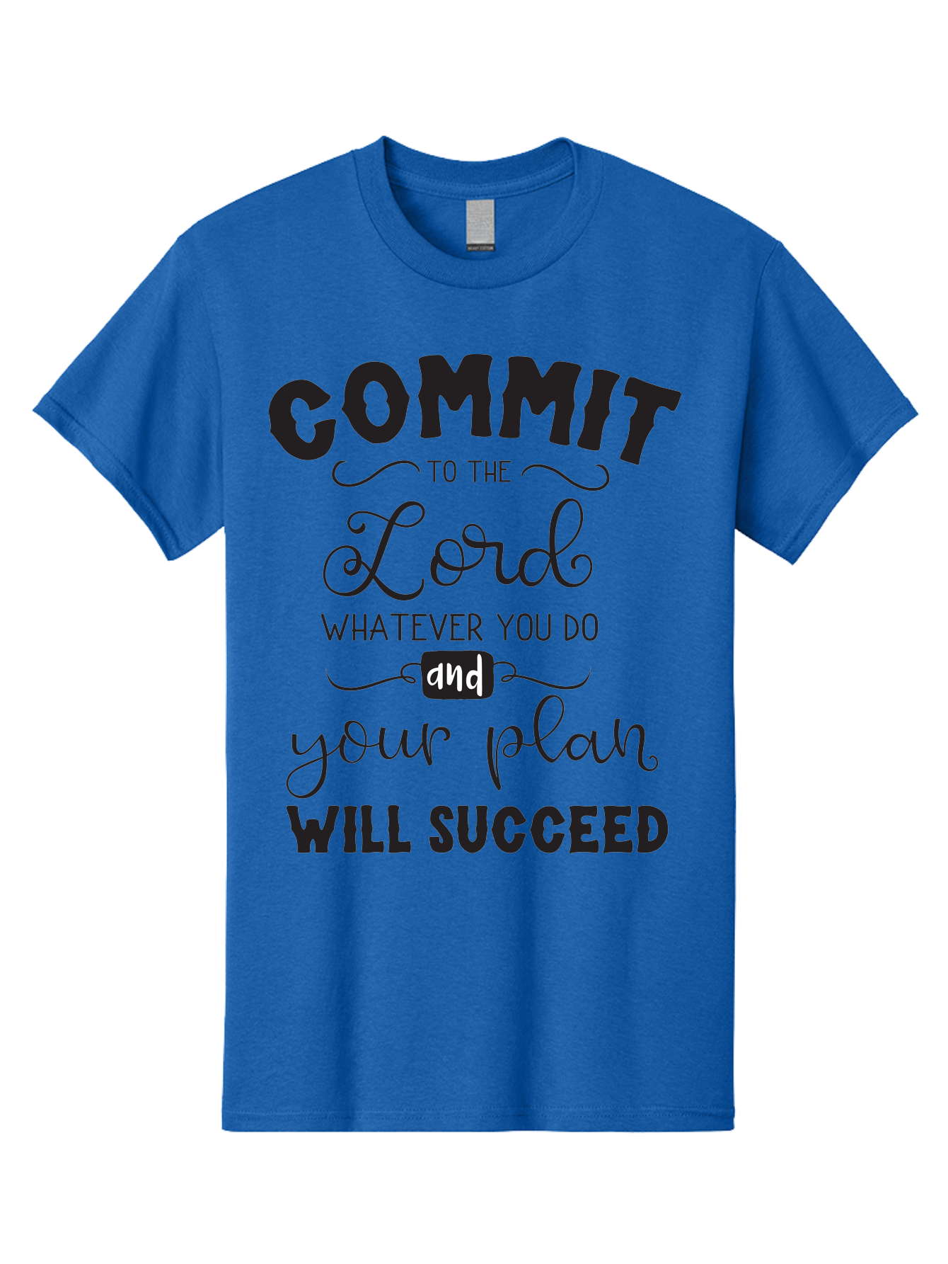 Commit-To-The-Lord Men'S Graphic Tee, 100% Cotton, Comfortable Casual Summer Wear, Machine Washable, Inspirational Quote, Motivational Message, Christian Faith, Success Mantra, Spiritual Guidance, Positive Affirmation, Faith And Success Aac606 5