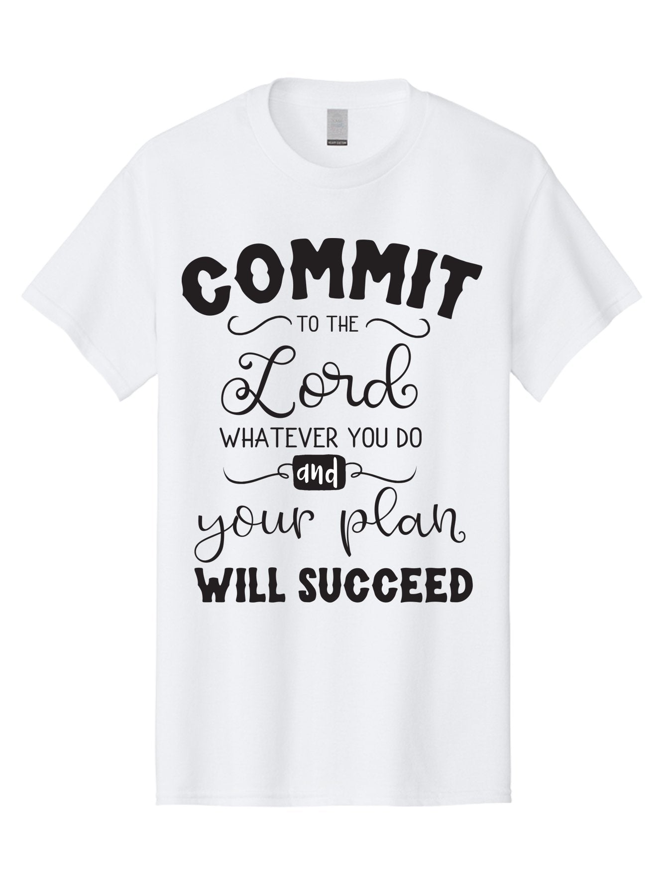 Commit-To-The-Lord Men'S Graphic Tee, 100% Cotton, Comfortable Casual Summer Wear, Machine Washable, Inspirational Quote, Motivational Message, Christian Faith, Success Mantra, Spiritual Guidance, Positive Affirmation, Faith And Success Aac606 6