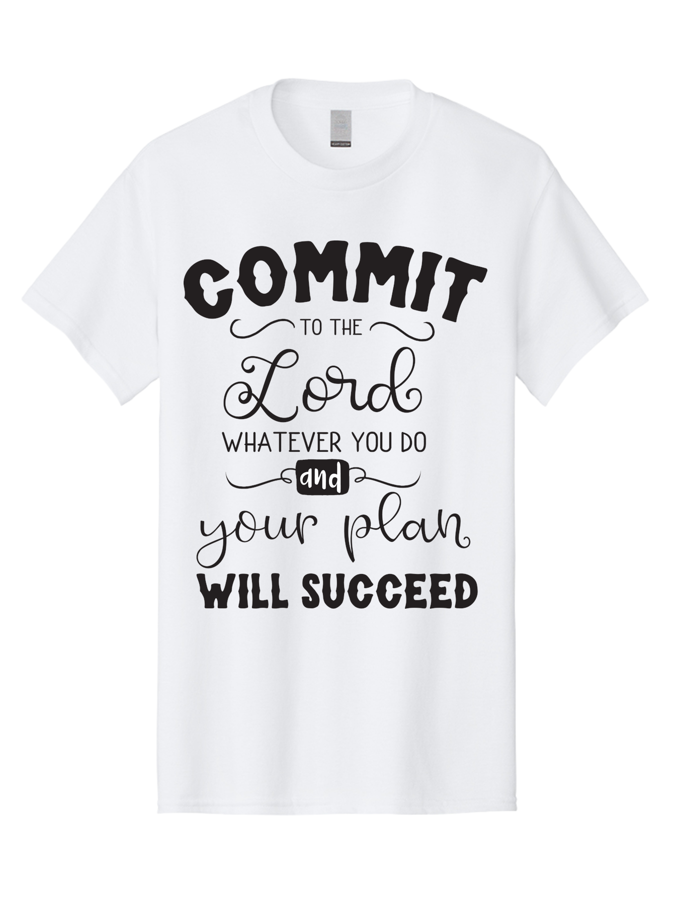 Commit-To-The-Lord Men'S Graphic Tee, 100% Cotton, Comfortable Casual Summer Wear, Machine Washable, Inspirational Quote, Motivational Message, Christian Faith, Success Mantra, Spiritual Guidance, Positive Affirmation, Faith And Success Aac606 13