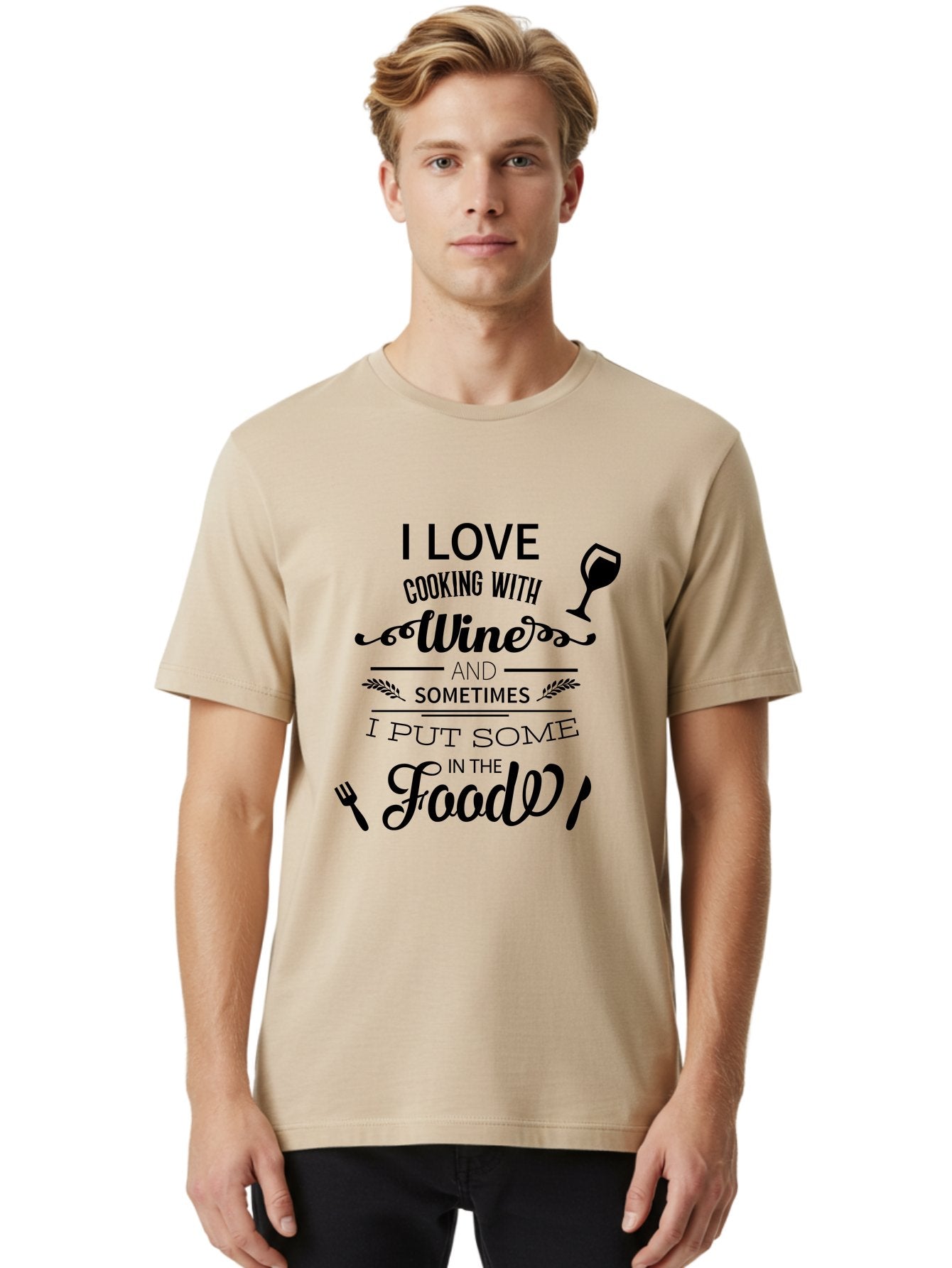 Cooking-With-Wine Men'S Graphic Tee, 100% Cotton, Comfortable Casual Summer Wear, Machine Washable, Cooking With Wine, Wine Quote, Funny Kitchen Humor, Wine Lover Gift, Culinary Arts, Kitchen Decor Inspiration, Chef'S Wit Aac608 21