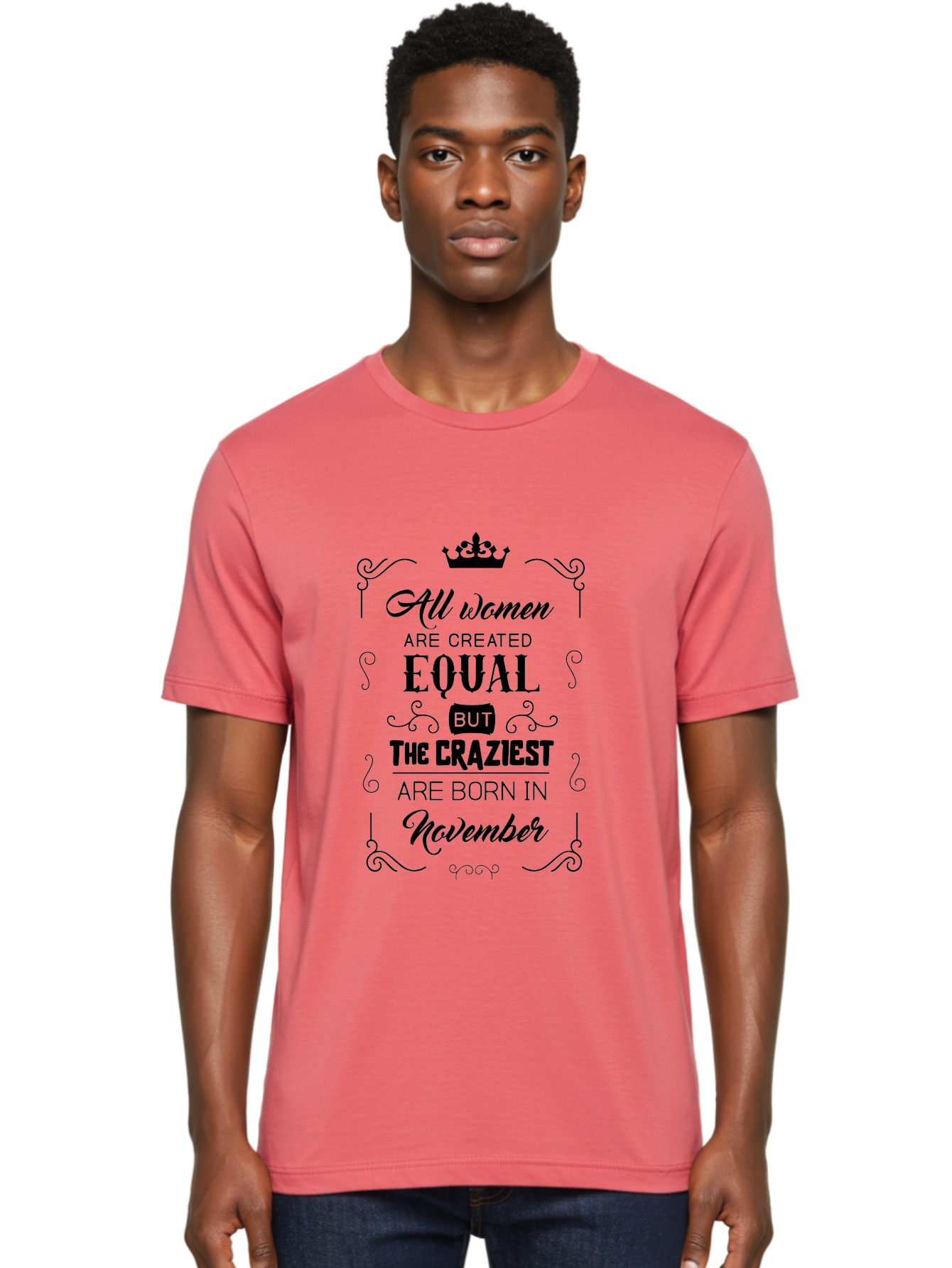 Craziest-Born-In-November Men'S Graphic Tee, 100% Cotton, Comfortable Casual Summer Wear, Machine Washable, Inspirational Quotes, Motivational Phrases, Strong Women, November Birthdays, Female Empowerment, Confidence Boosters, Sassy Sayings, Aac610 8