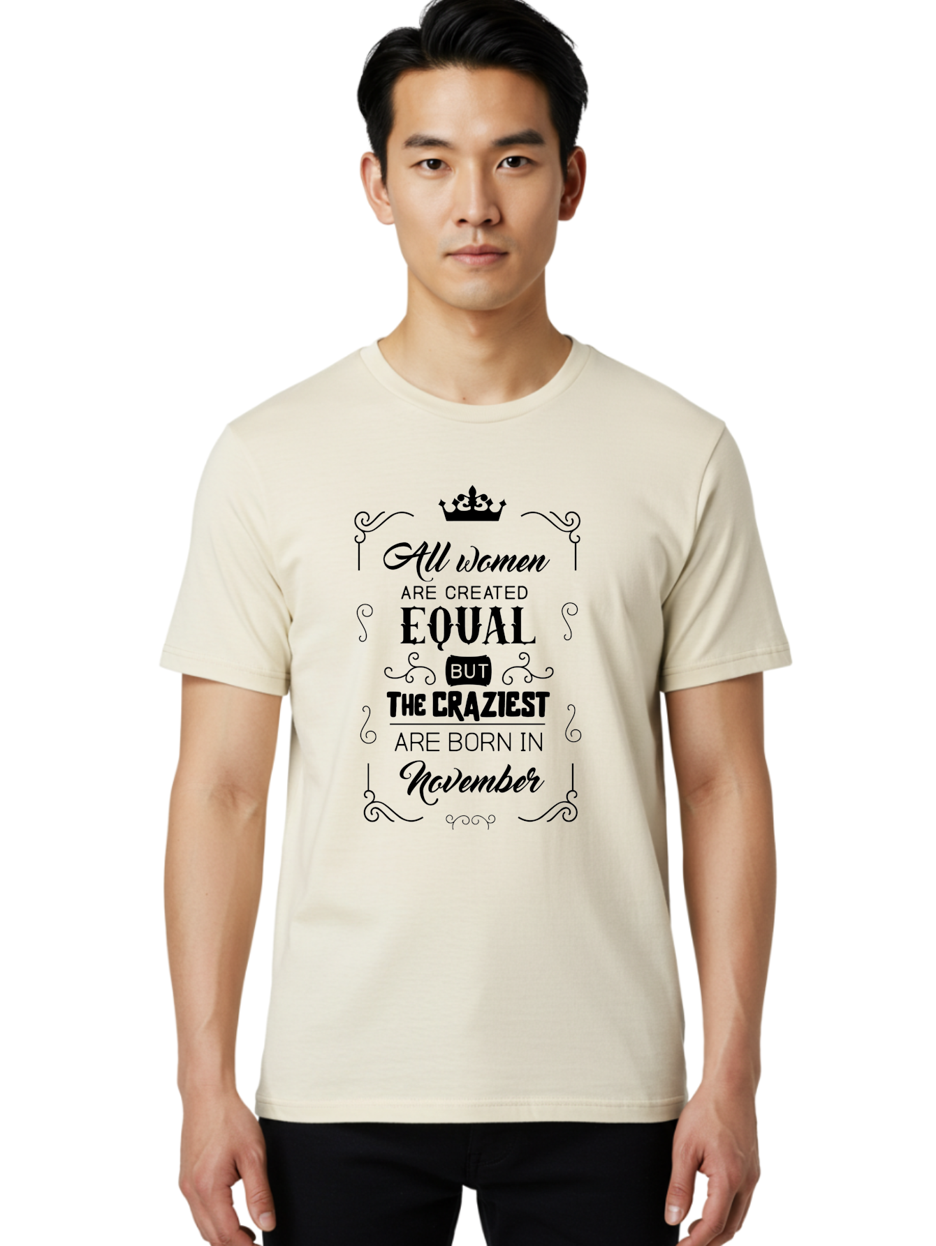 Craziest-Born-In-November Men'S Graphic Tee, 100% Cotton, Comfortable Casual Summer Wear, Machine Washable, Inspirational Quotes, Motivational Phrases, Strong Women, November Birthdays, Female Empowerment, Confidence Boosters, Sassy Sayings, Aac610 30
