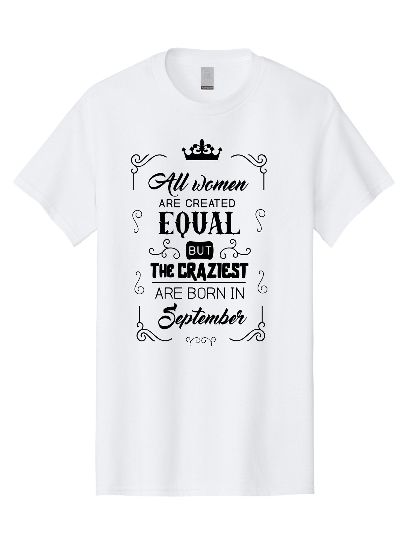 Craziest-Born-September Men'S Graphic Tee, 100% Cotton, Comfortable Casual Summer Wear, Machine Washable, Birth Month, September Born, Crazy Personality, Women'S Empowerment, Inspirational Quote, Funny Humor, Quirky Vibe, Equal But Different, Aac612 6