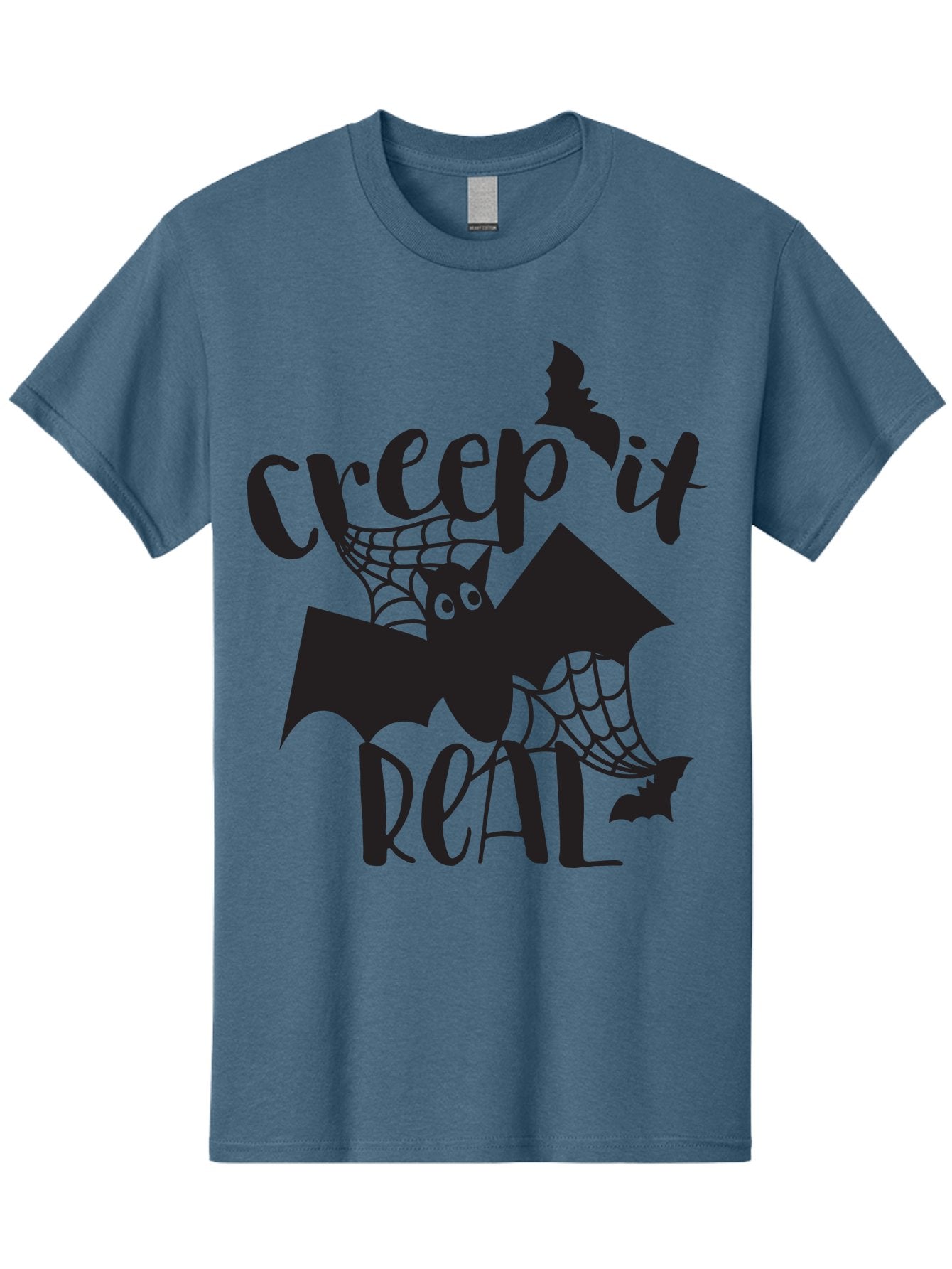Creep-It-Real Men'S Graphic Tee, 100% Cotton, Comfortable Casual Summer Wear, Machine Washable, Halloween Graphics, Halloween Design, Creepy Bat, Spider Web, Halloween Theme, Spooky Atmosphere, Halloween Decoration, Creepy Eyes Aac614 3