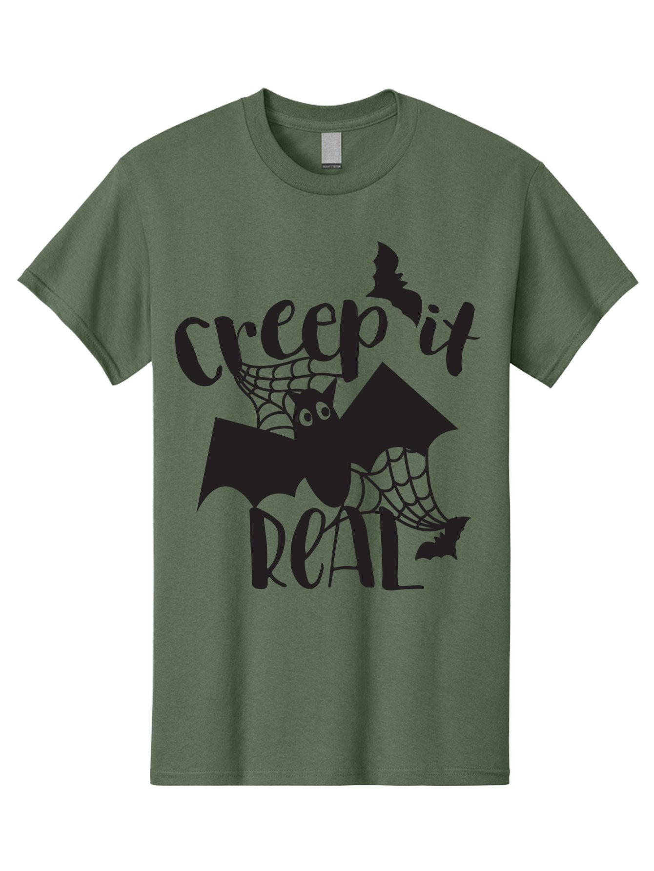 Creep-It-Real Men'S Graphic Tee, 100% Cotton, Comfortable Casual Summer Wear, Machine Washable, Halloween Graphics, Halloween Design, Creepy Bat, Spider Web, Halloween Theme, Spooky Atmosphere, Halloween Decoration, Creepy Eyes Aac614