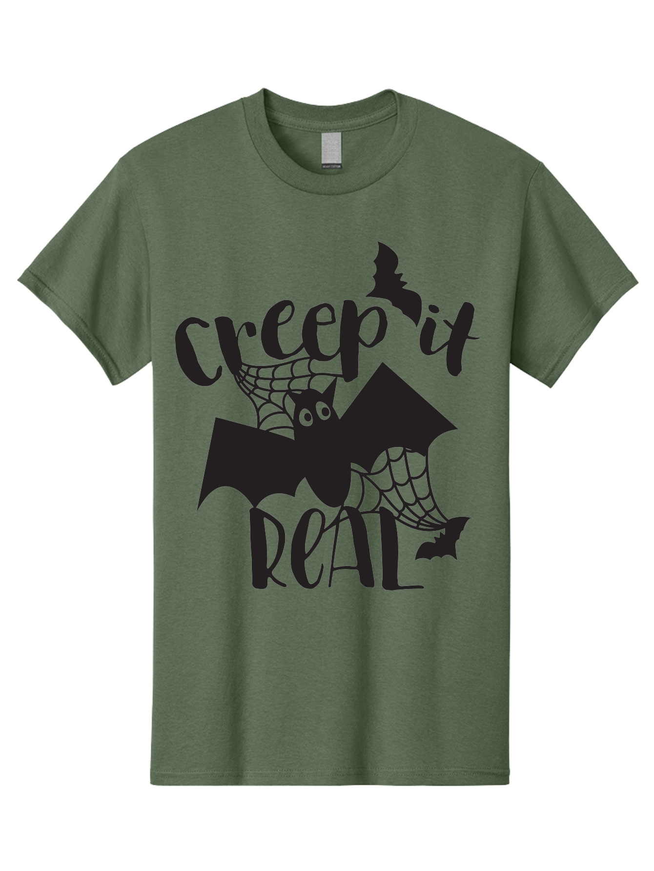 Creep-It-Real Men'S Graphic Tee, 100% Cotton, Comfortable Casual Summer Wear, Machine Washable, Halloween Graphics, Halloween Design, Creepy Bat, Spider Web, Halloween Theme, Spooky Atmosphere, Halloween Decoration, Creepy Eyes Aac614 21