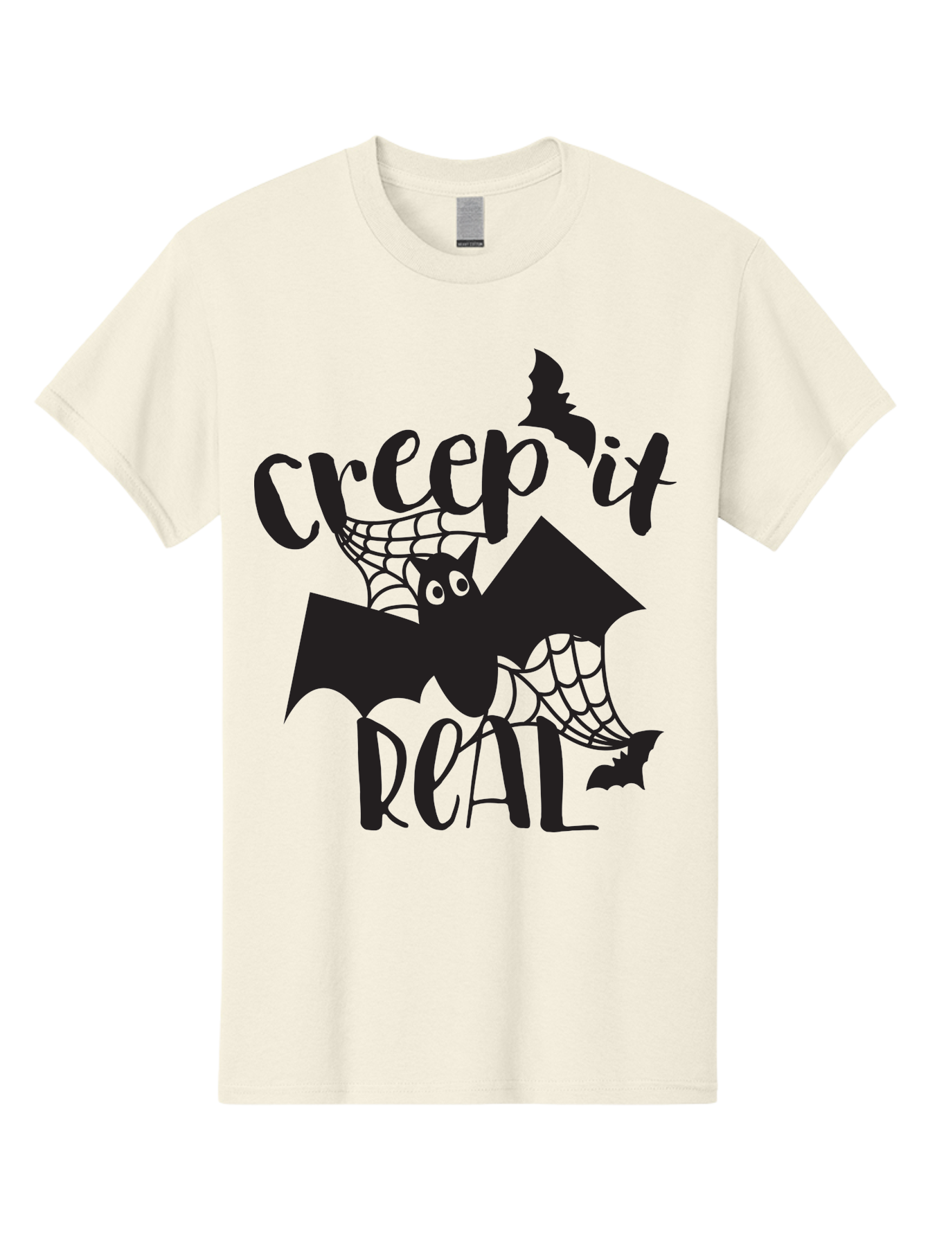 Creep-It-Real Men'S Graphic Tee, 100% Cotton, Comfortable Casual Summer Wear, Machine Washable, Halloween Graphics, Halloween Design, Creepy Bat, Spider Web, Halloween Theme, Spooky Atmosphere, Halloween Decoration, Creepy Eyes Aac614 25