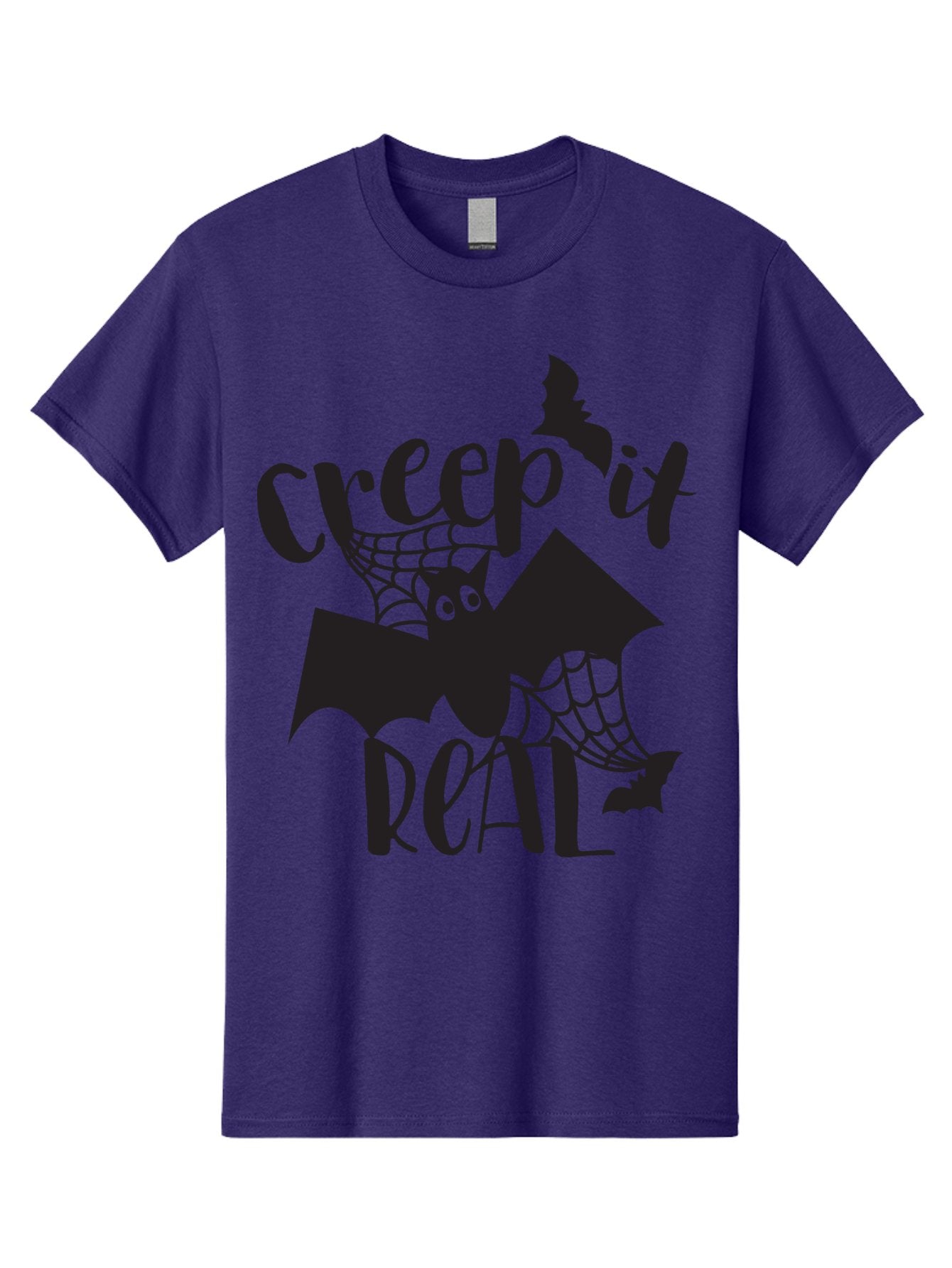 Creep-It-Real Men'S Graphic Tee, 100% Cotton, Comfortable Casual Summer Wear, Machine Washable, Halloween Graphics, Halloween Design, Creepy Bat, Spider Web, Halloween Theme, Spooky Atmosphere, Halloween Decoration, Creepy Eyes Aac614 14