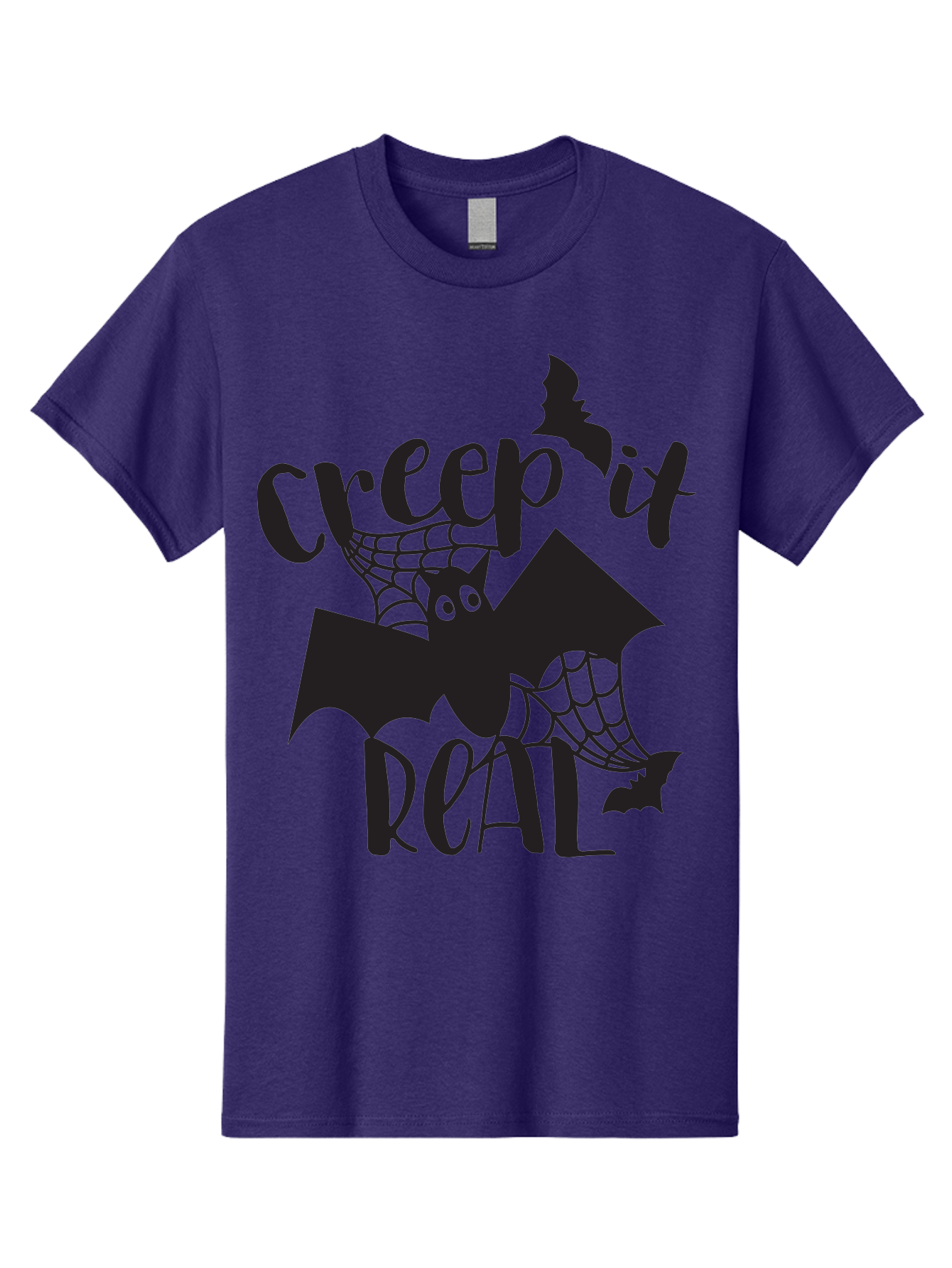 Creep-It-Real Men'S Graphic Tee, 100% Cotton, Comfortable Casual Summer Wear, Machine Washable, Halloween Graphics, Halloween Design, Creepy Bat, Spider Web, Halloween Theme, Spooky Atmosphere, Halloween Decoration, Creepy Eyes Aac614 3