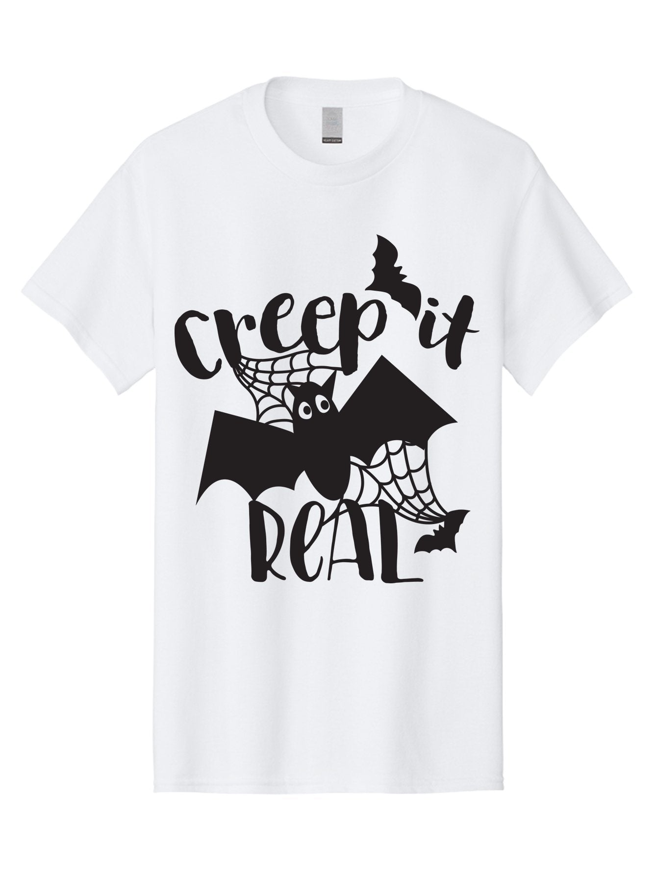 Creep-It-Real Men'S Graphic Tee, 100% Cotton, Comfortable Casual Summer Wear, Machine Washable, Halloween Graphics, Halloween Design, Creepy Bat, Spider Web, Halloween Theme, Spooky Atmosphere, Halloween Decoration, Creepy Eyes Aac614 11