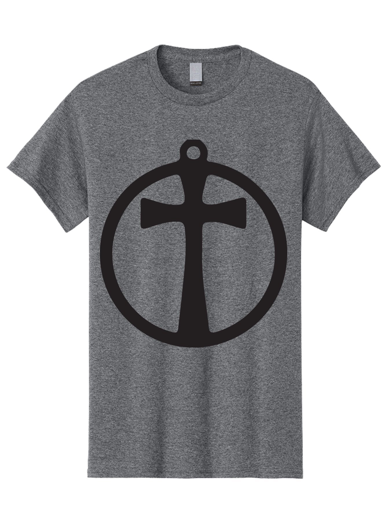 Cross-In-Circle Men'S Graphic Tee, 100% Cotton, Comfortable Casual Summer Wear, Machine Washable, Cross In Circle, Pendant Design, Christian Symbol, Faith Jewelry, Minimalist Pendant, Simple Cross Design, Religious Icon Aac615 6