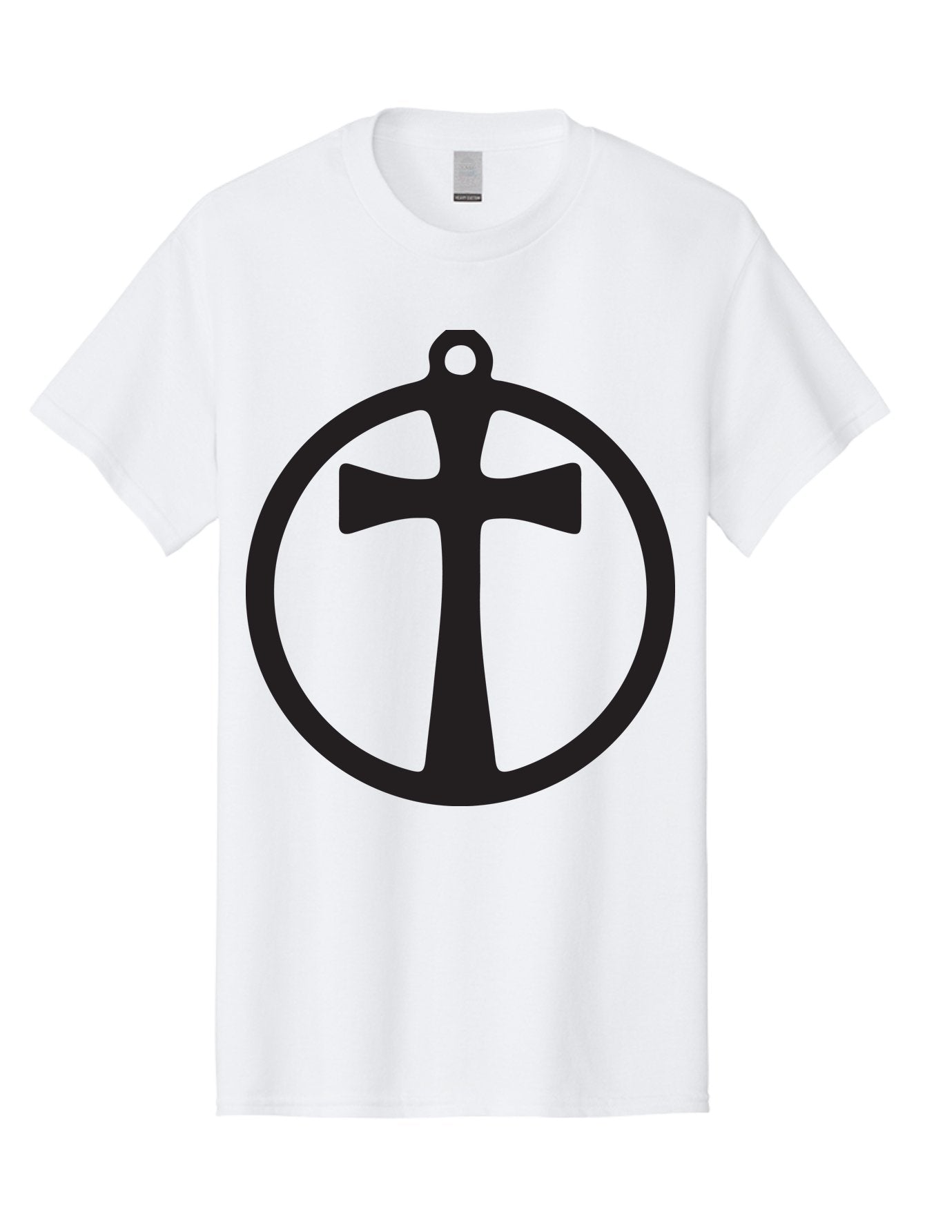 Cross-In-Circle Men'S Graphic Tee, 100% Cotton, Comfortable Casual Summer Wear, Machine Washable, Cross In Circle, Pendant Design, Christian Symbol, Faith Jewelry, Minimalist Pendant, Simple Cross Design, Religious Icon Aac615 8
